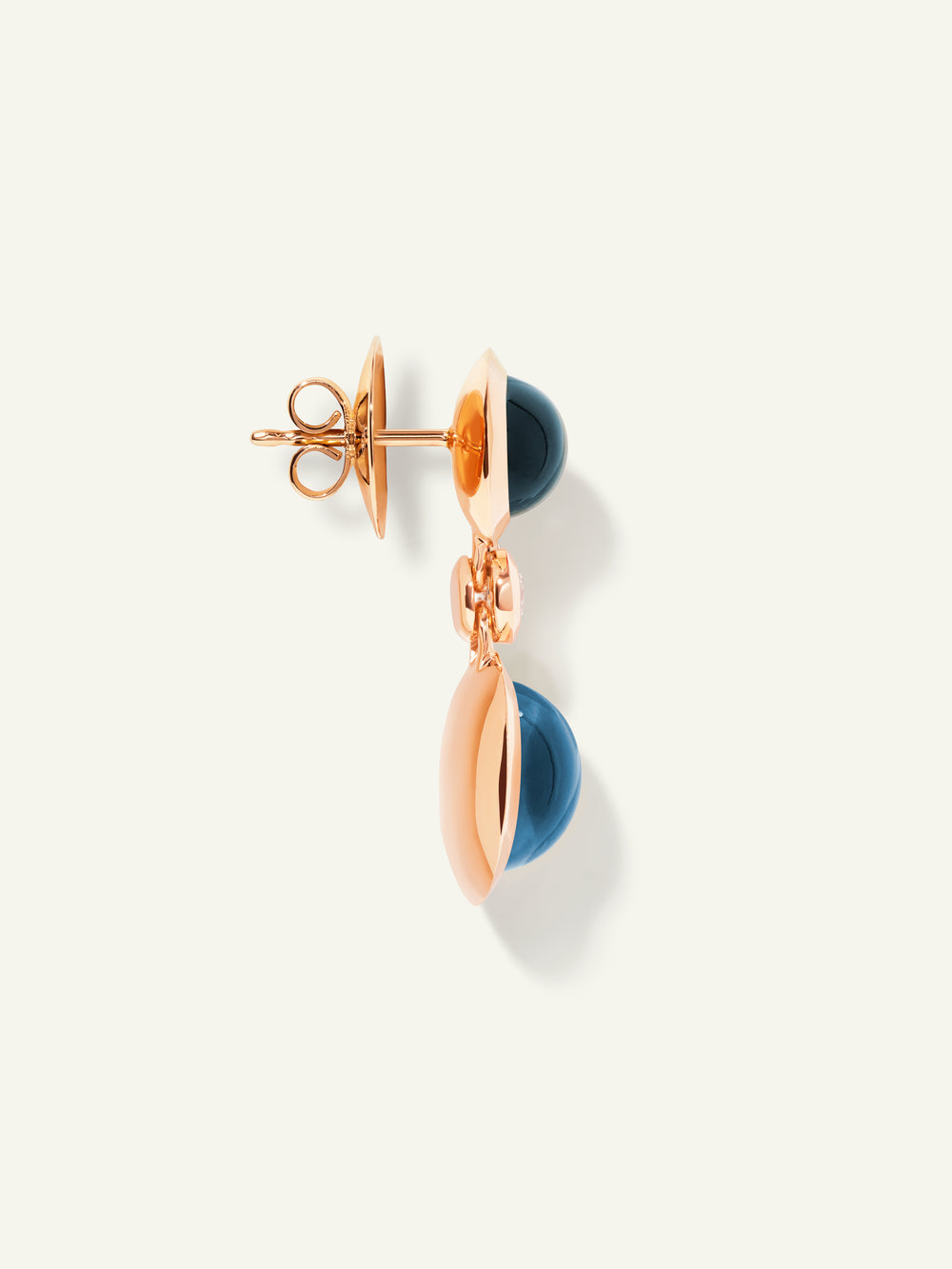 BOUTON 2 Cabochons Earrings in 'Sky' and White Diamonds