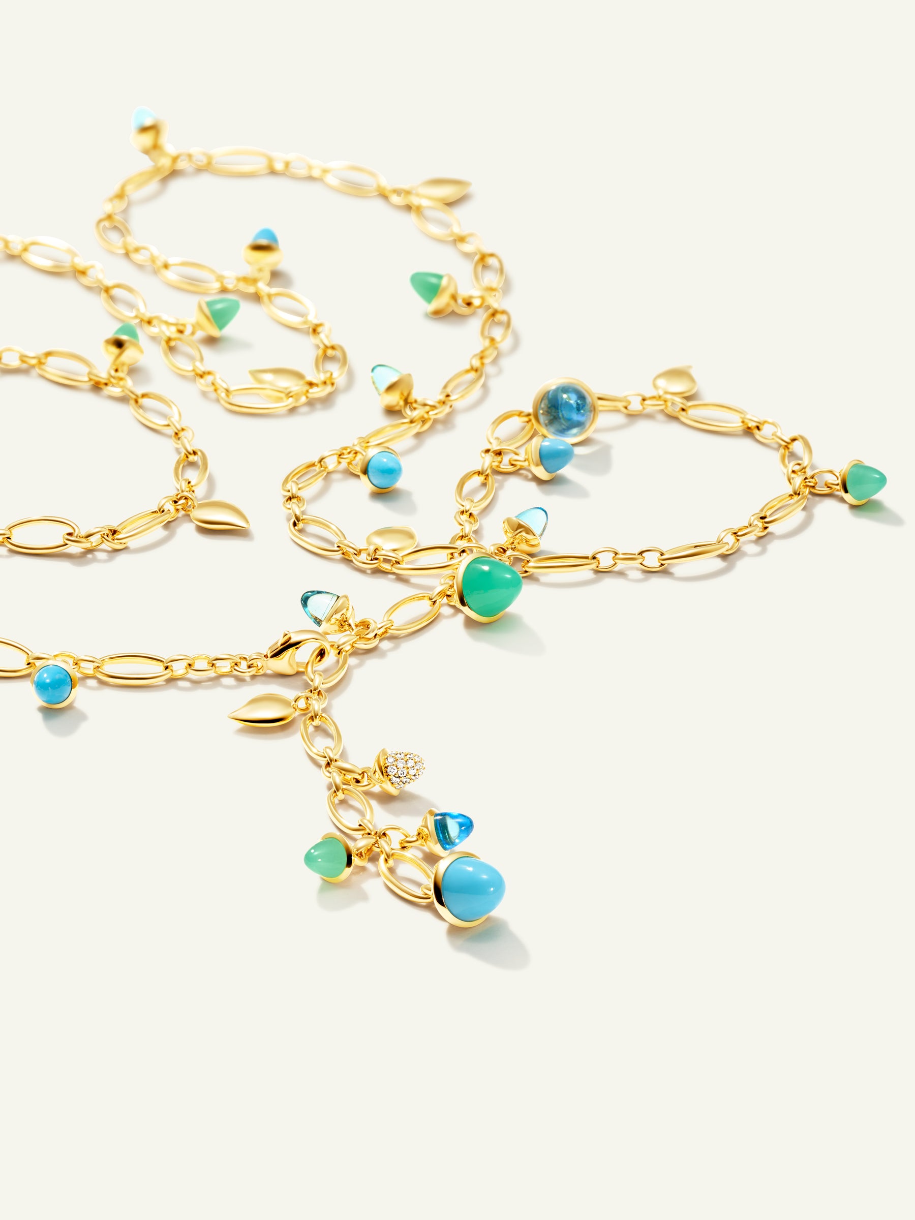 MIKADO Halskette, 100 cm in 'Lagoon' mit Diamond Pavé