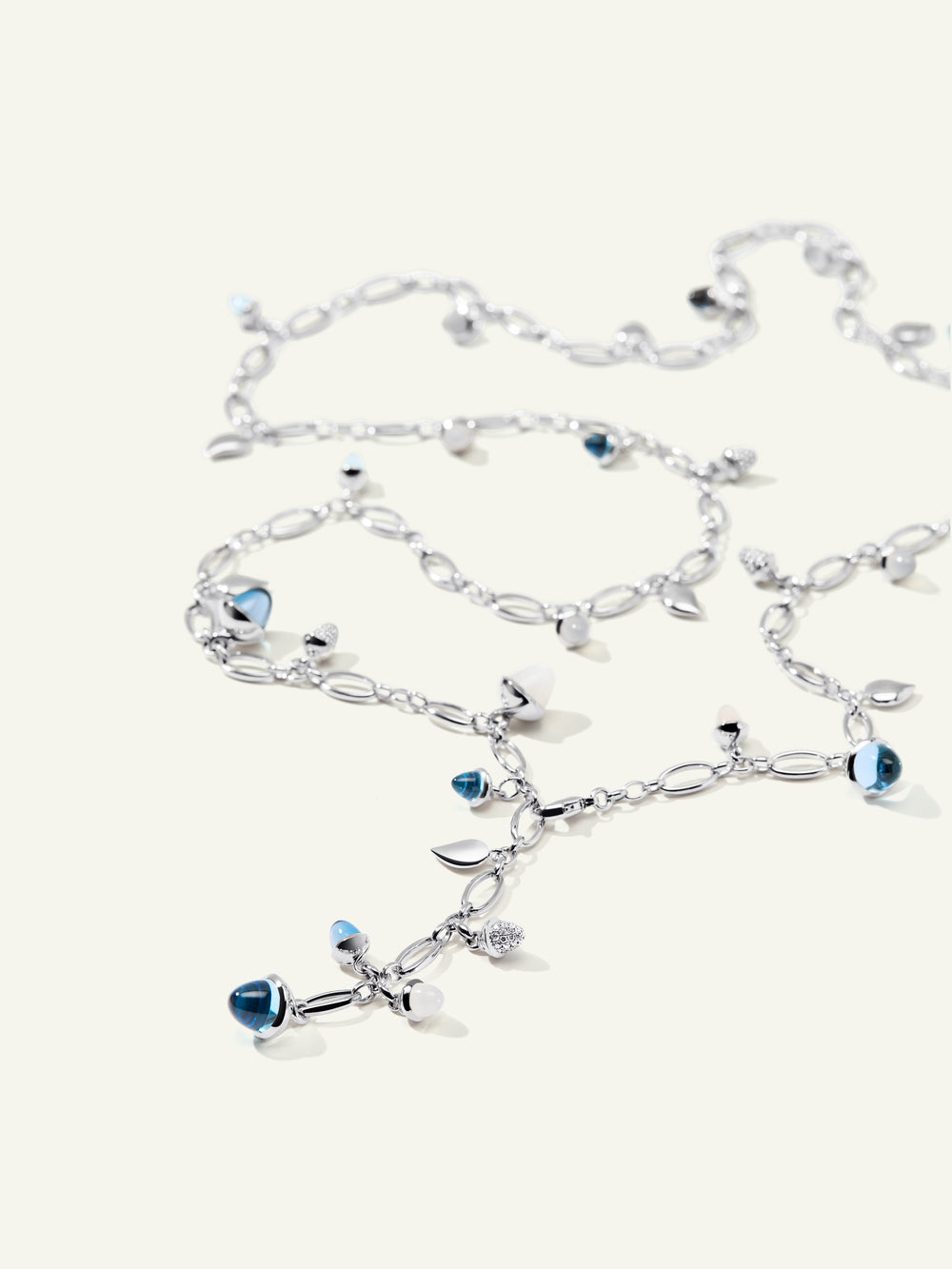 MIKADO Halskette, 100 cm in 'Ocean' mit Diamond Pavé