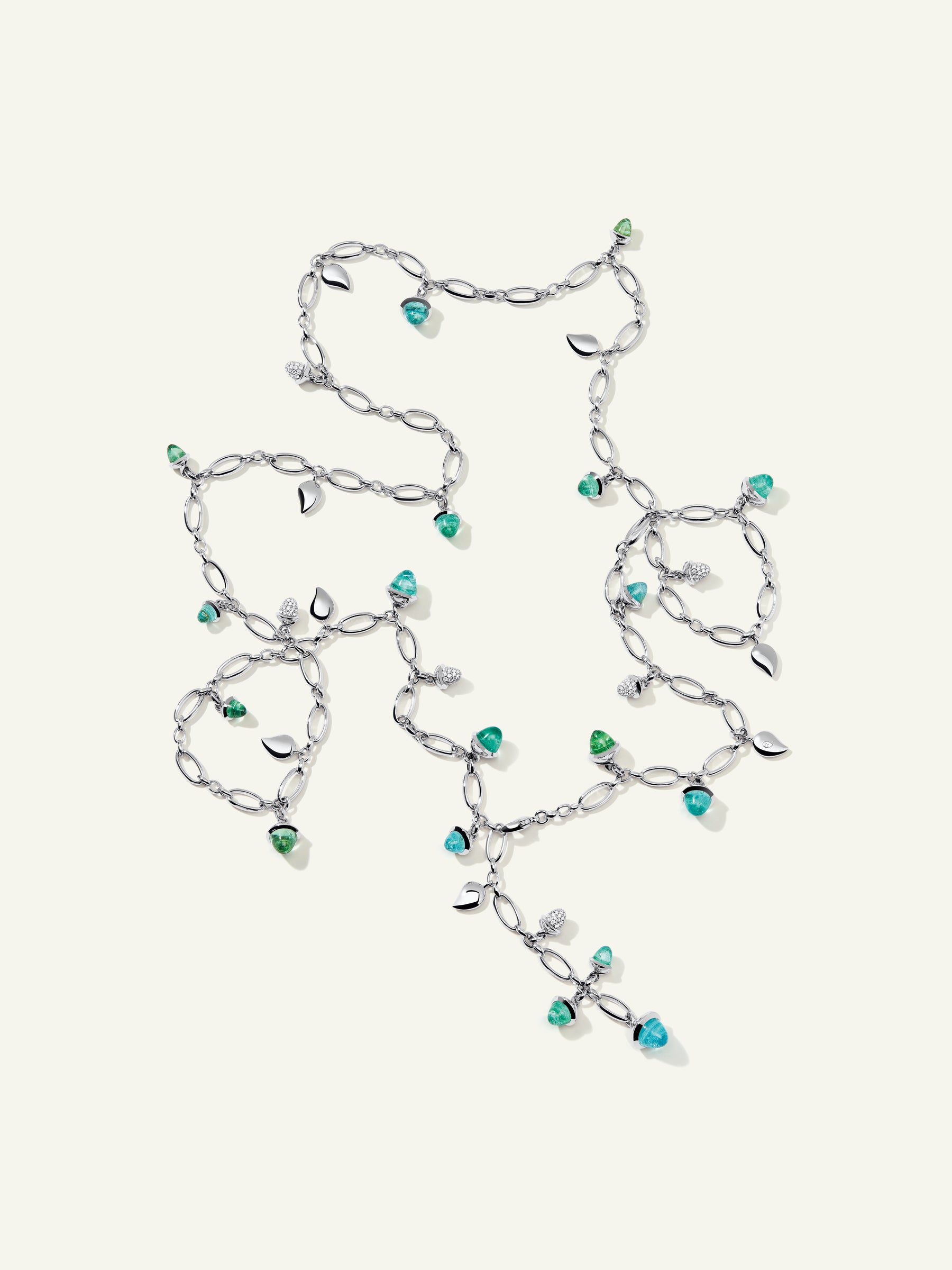 MIKADO Halskette, 100 cm mit Paraiba Turmalinen und Diamant Pavé