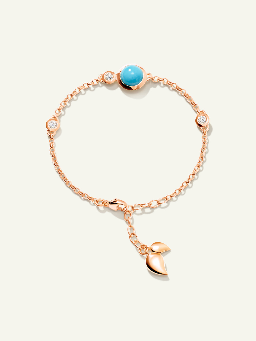 B-BOU-c-Tur-sm-rg | BOUTON Mini Chain Bracelet Small/Medium with Turquoise