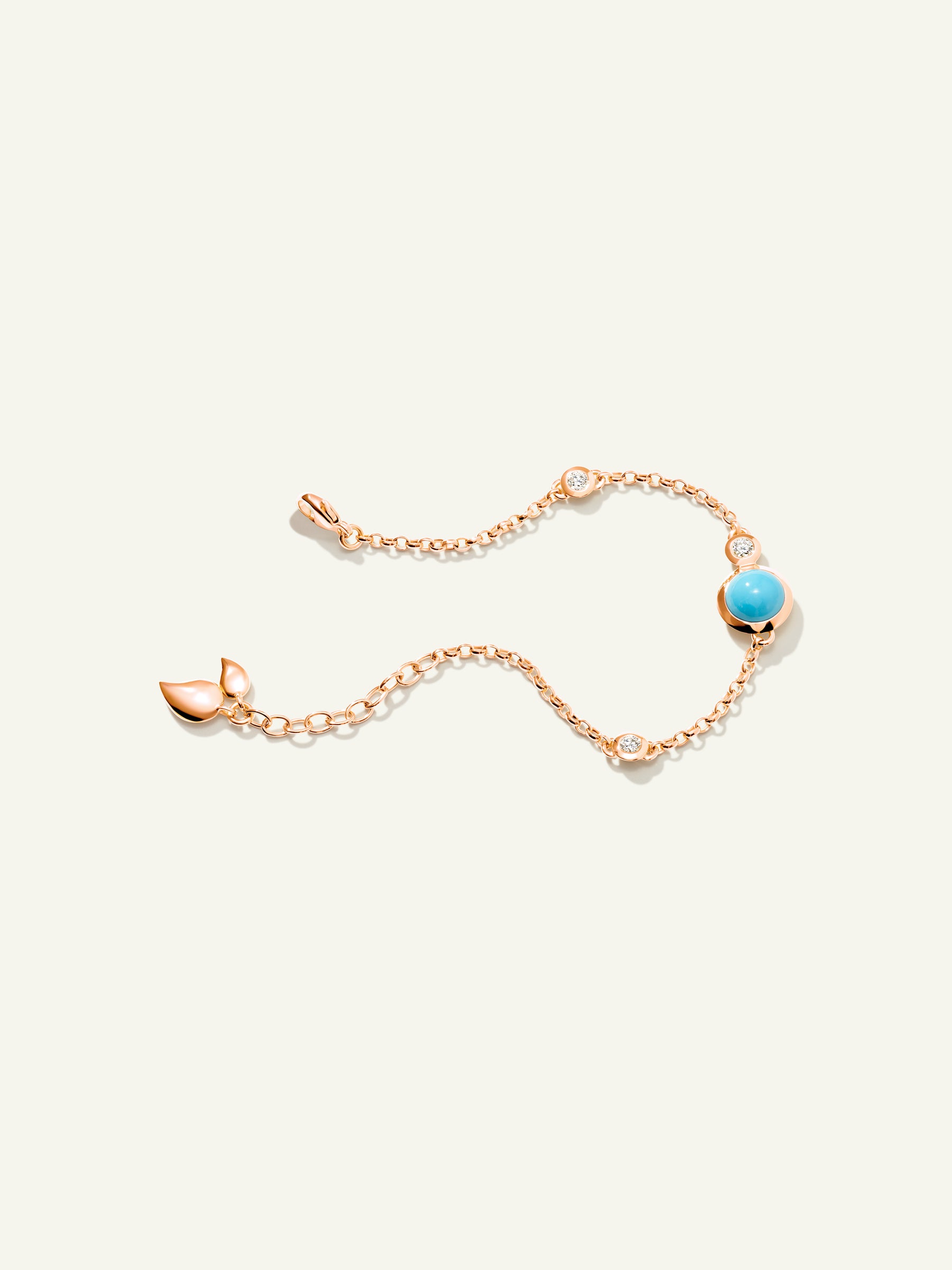BOUTON Mini Chain Armband, Small/Medium mit Türkis