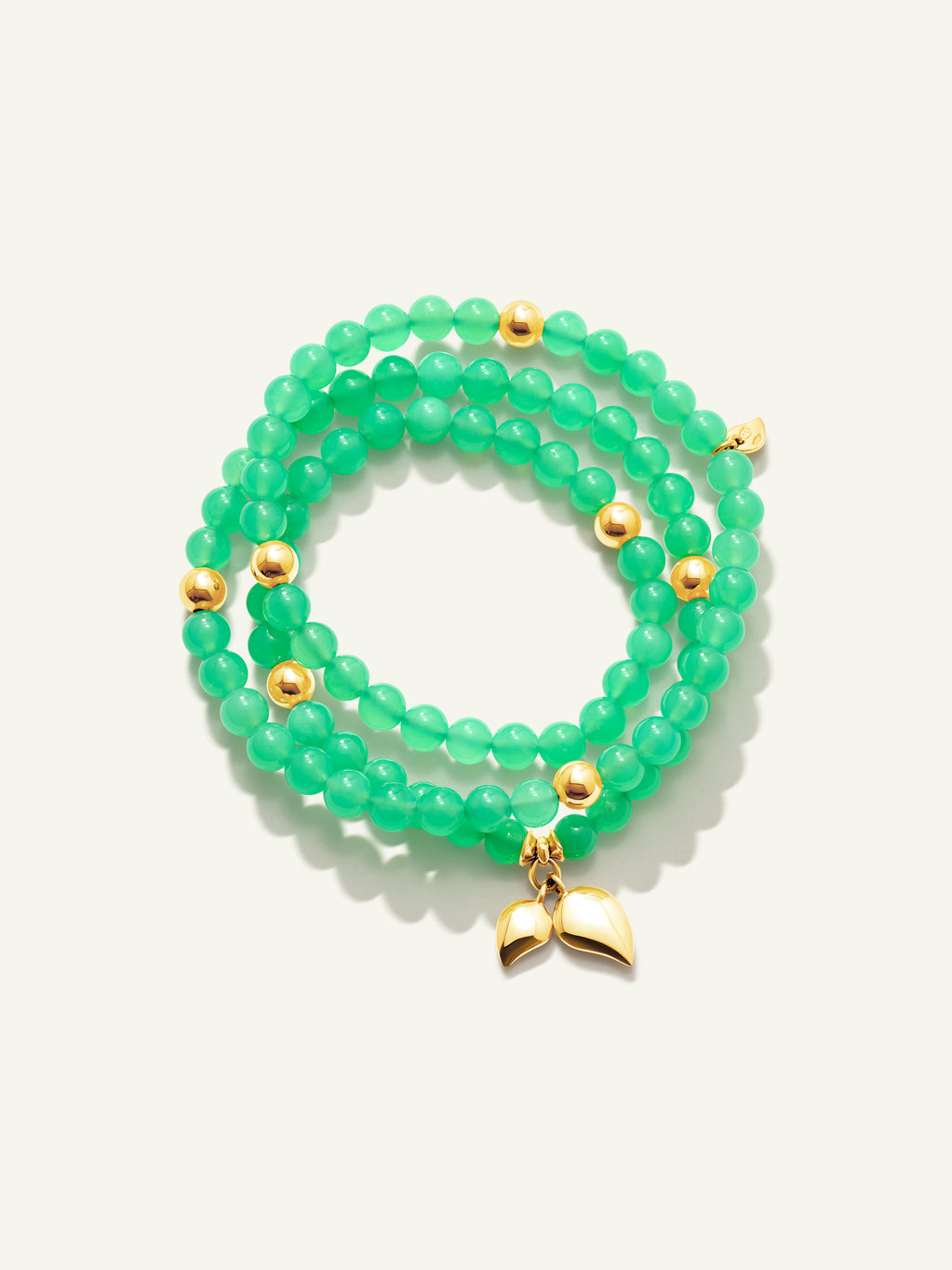 INDIA Medium Armband mit 18K Goldperlen und Chrysopras
