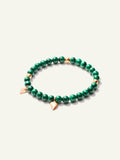 INDIA Bracelet with 18K Gold Beads and Malachite, One Row