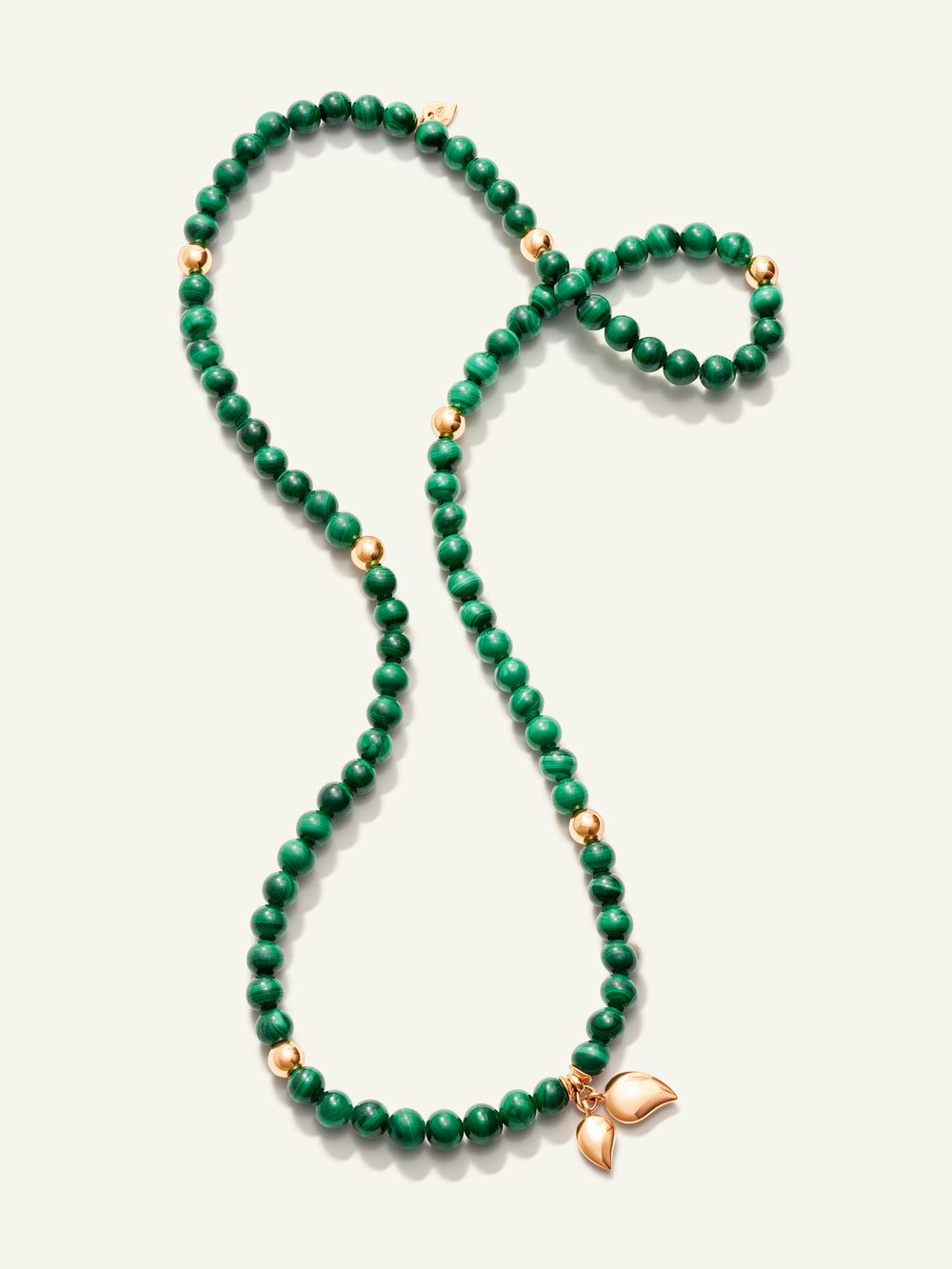 B-IND-Mal-3-l-rg | INDIA Bracelet with 18K Gold Beads and Malachite, Three Rows