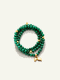 INDIA Bracelet with 18K Gold Beads and Malachite, Three Rows