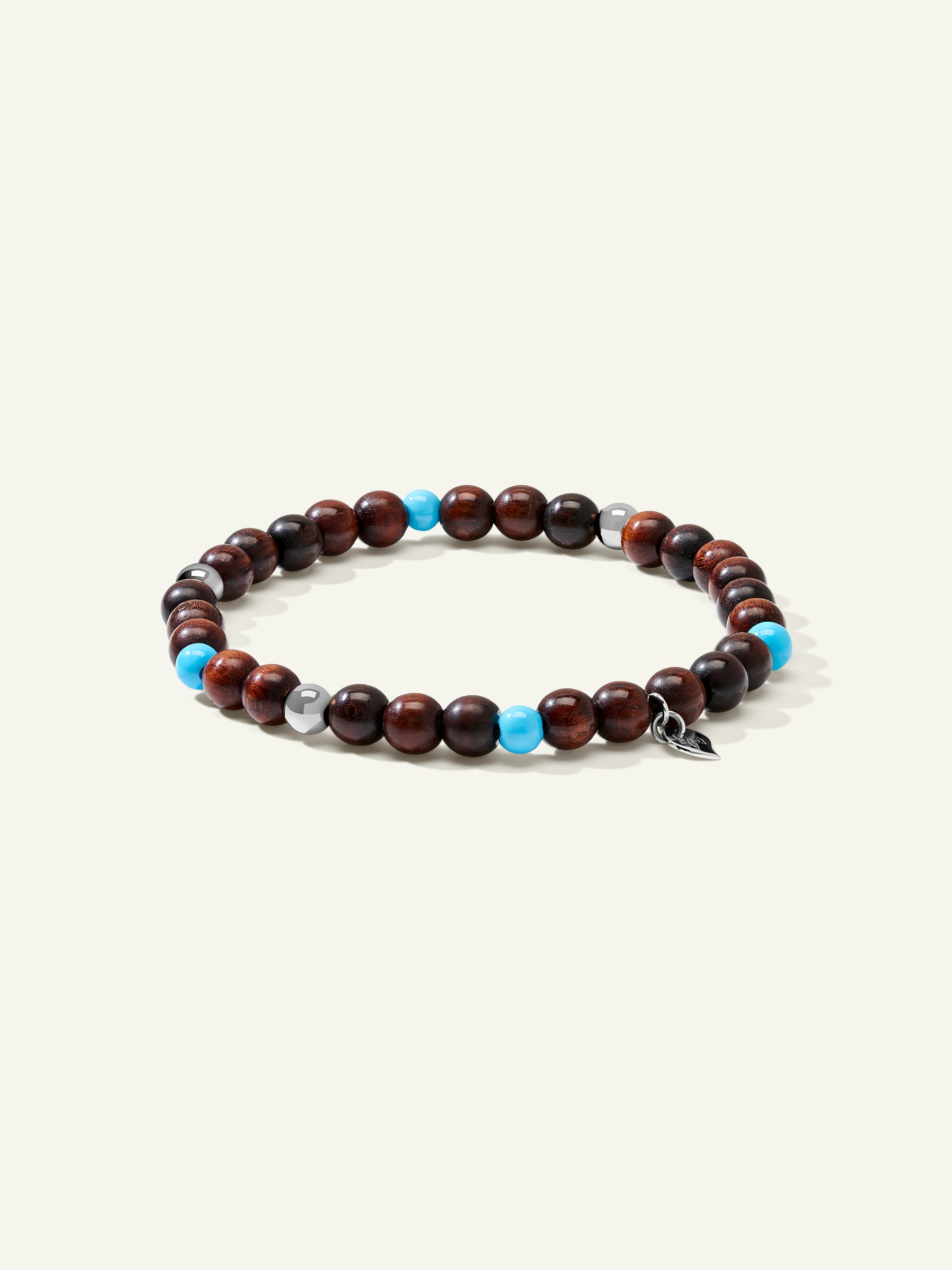 INDIA Medium Bracelet with Turquoise Beads and Snakewood, One Row