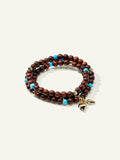 INDIA Bracelet with Turquoise Beads and Snakewood, Three Rows
