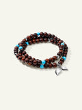 INDIA Medium Bracelet with Turquoise Beads and Snakewood, Three Rows