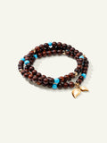 INDIA Medium Armband mit Türkisperlen und Snakewood, drei Reihen