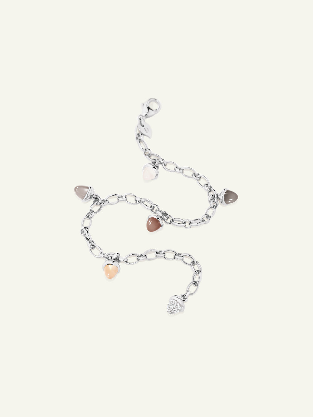 B-MC-Ch-Cas-p-wg | MIKADO Charm Bracelet in 'Cashmere' with Diamond Pavé