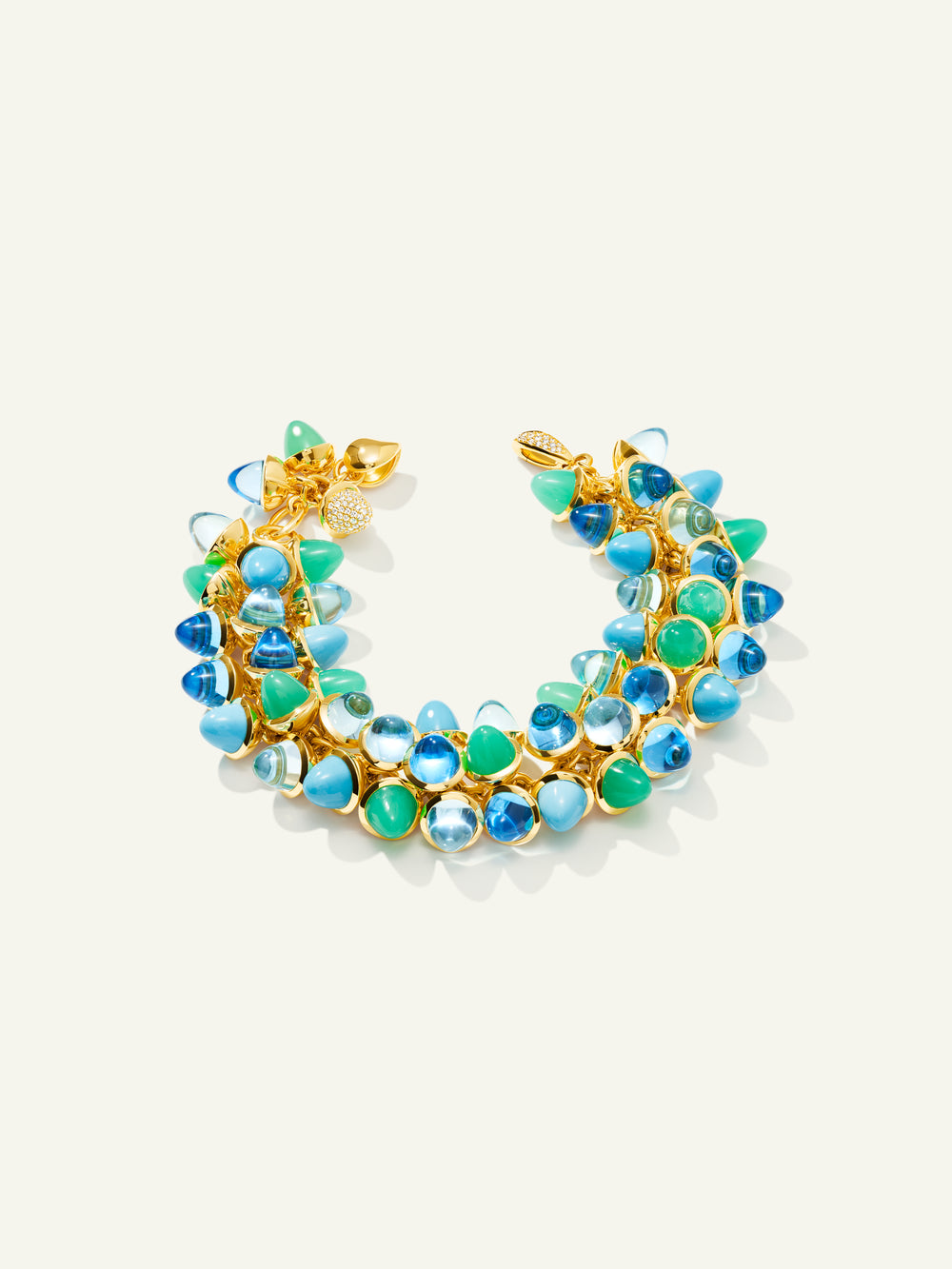 MIKADO Flamenco Bracelet in 'Lagoon' with Diamond Pavé