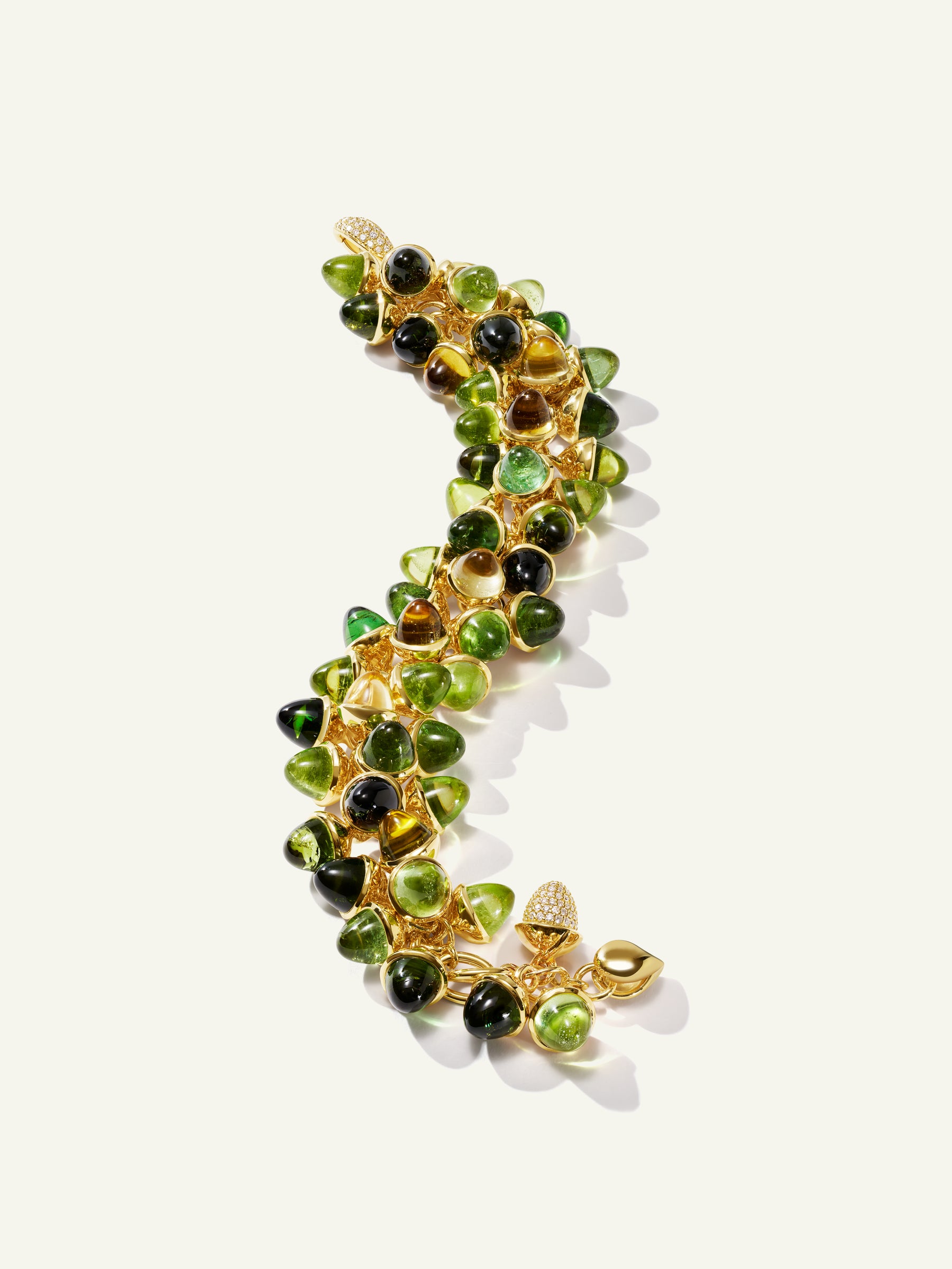B-MFL-RF-p-yg | MIKADO Flamenco Bracelet in 'Rainforest' with Diamond Pavé