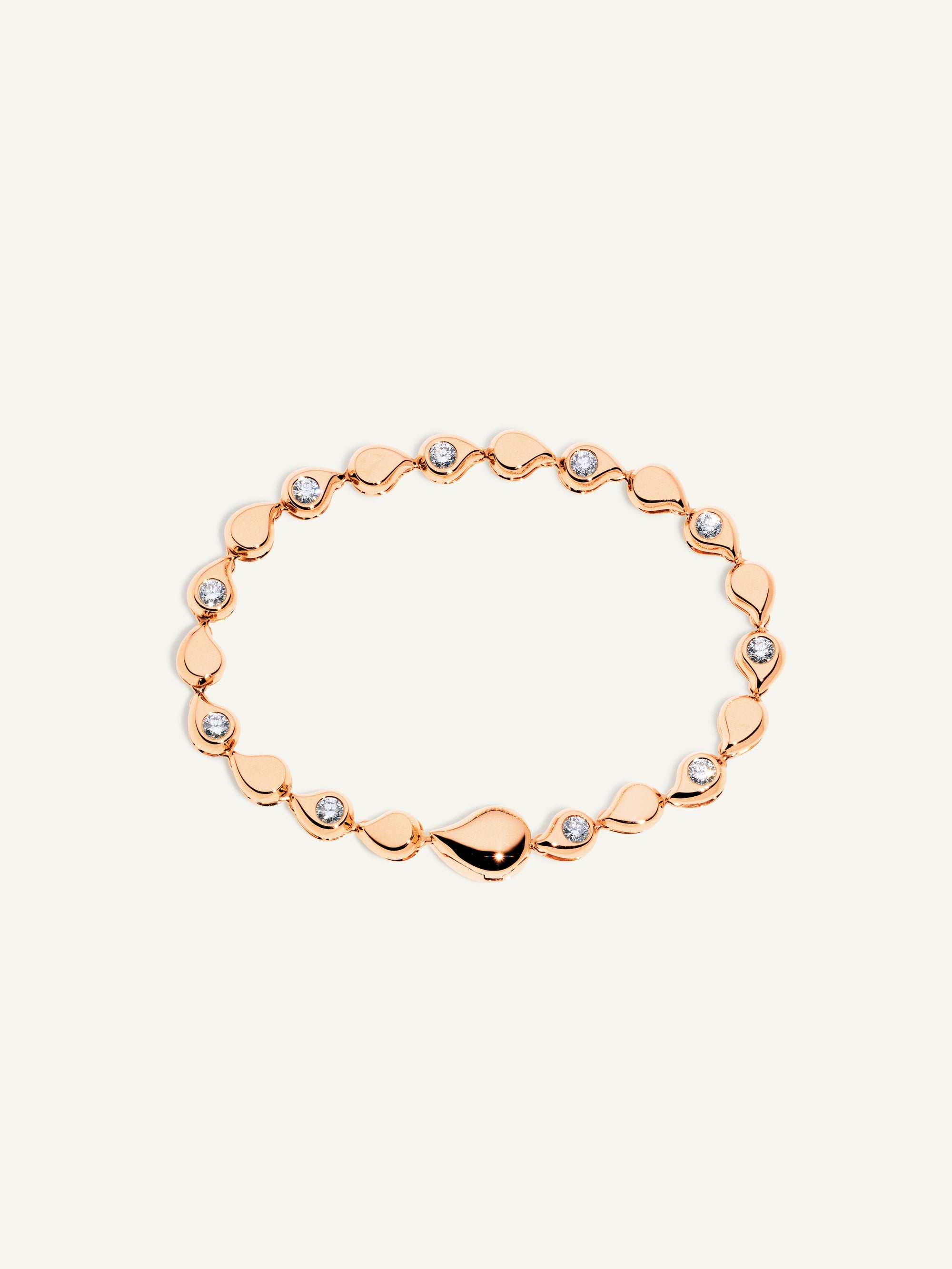 B-SF-Riv-Cl-alt-rg | SNOWFLAKES Alternating Rivière Bracelet with White Diamonds