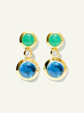 BOUTON 2 Cabochons Earrings in 'Lagoon' with White Diamonds