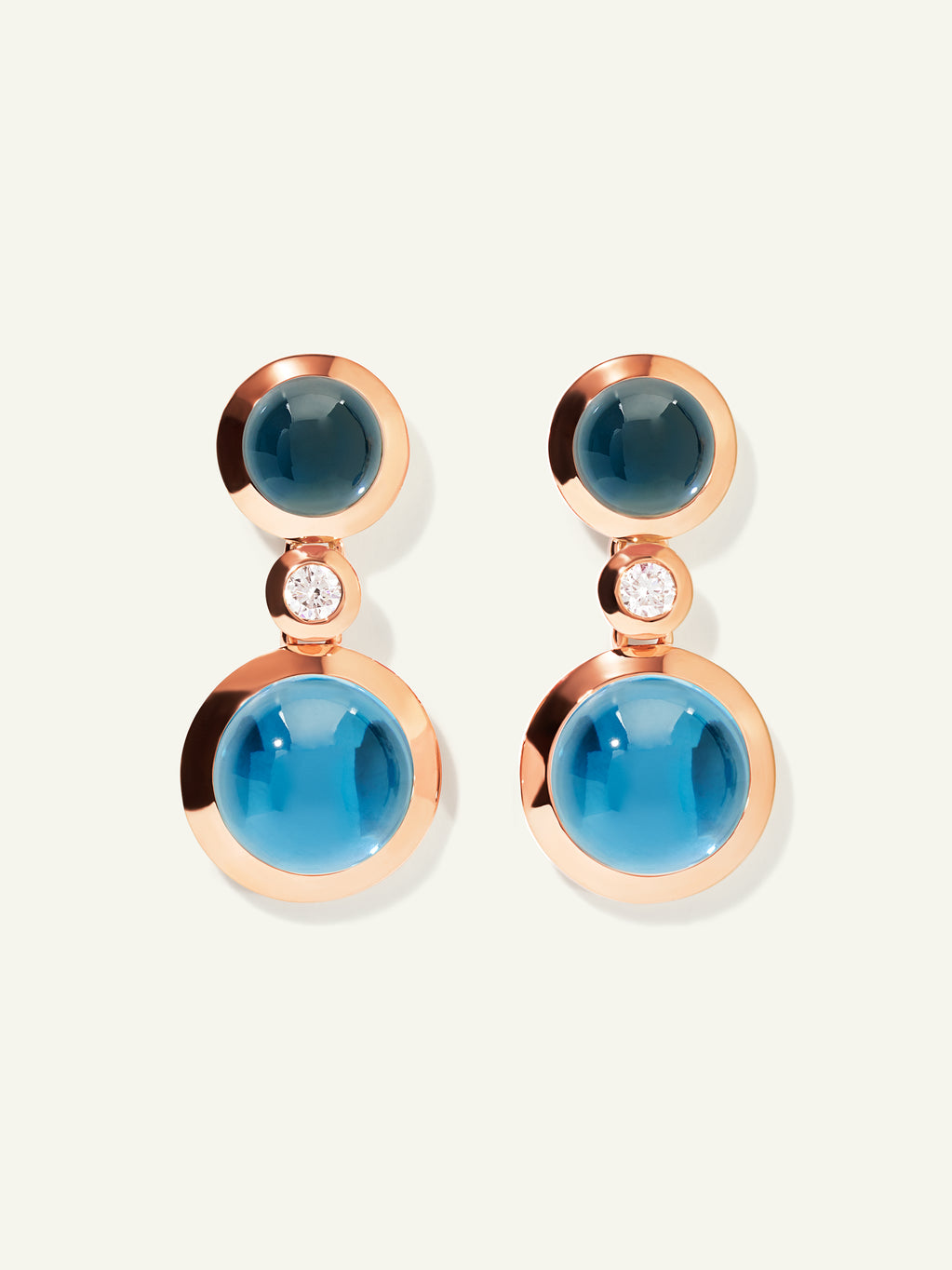 Earrings BOUTON 2 Cabochons 'Sky' / Classic 'Sky' / Classic