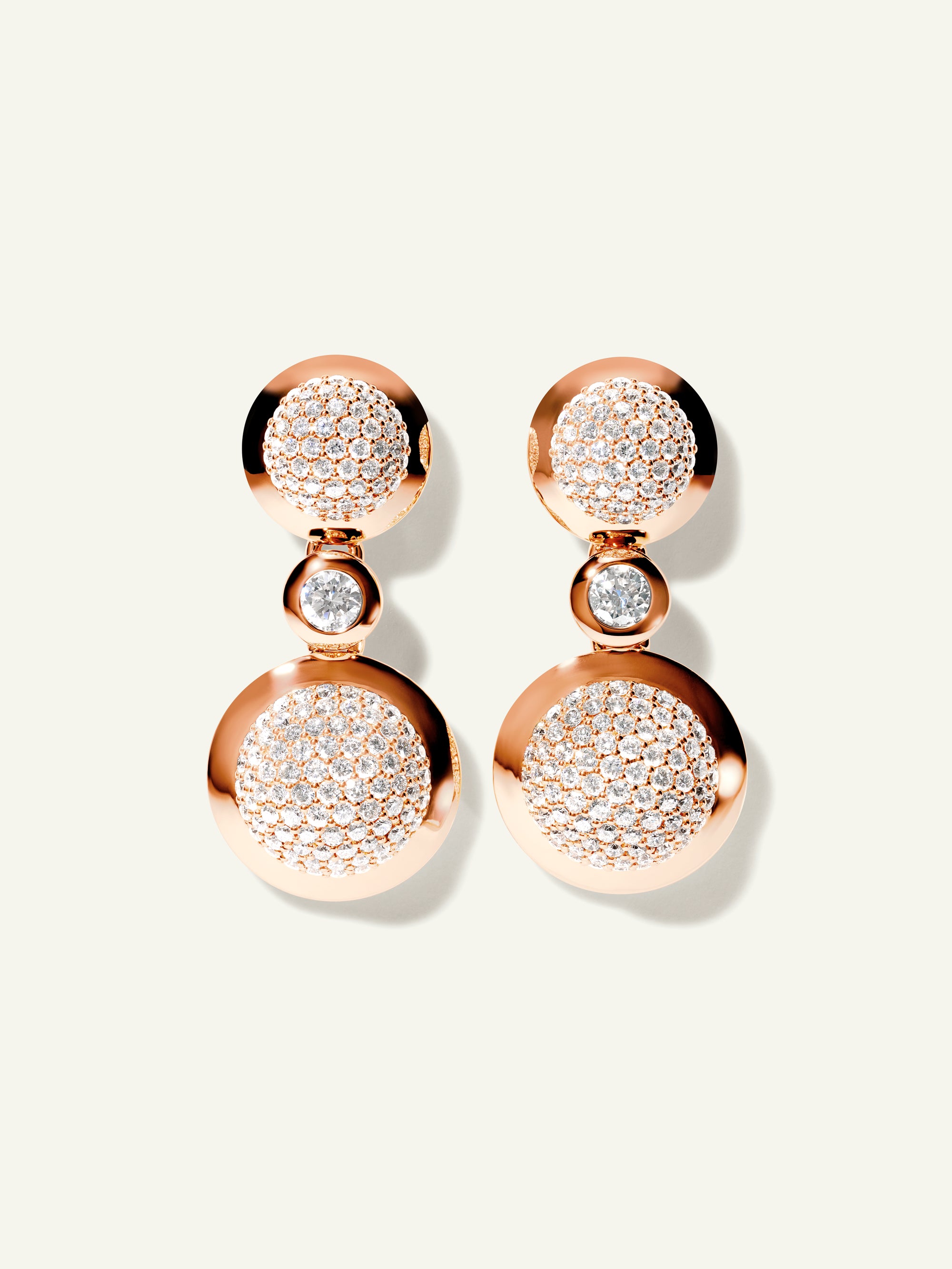 BOUTON 2 Cabochons Earrings with Diamond Pavé and White Diamonds