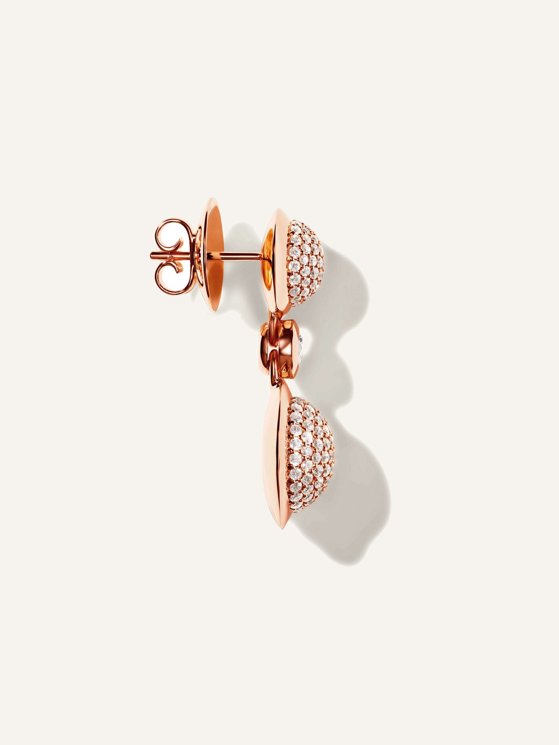 BOUTON 2 Cabochons Earrings with Diamond Pavé and White Diamonds