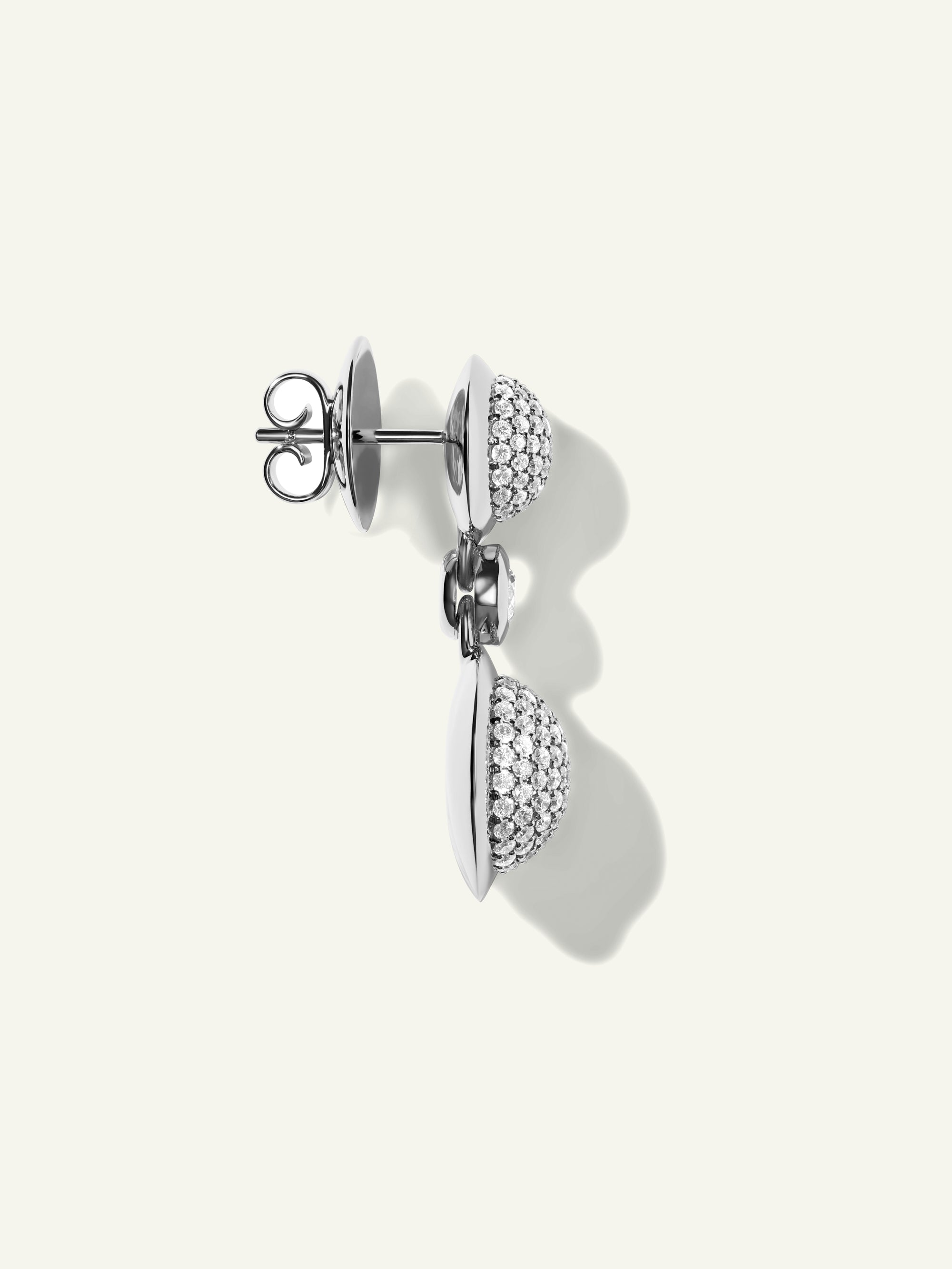 BOUTON 2 Cabochons Earrings with Diamond Pavé and White Diamonds