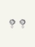 BOUTON Earrings with Grey Moonstone and White Diamonds