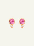 BOUTON Earrings with Rose Tourmaline and White Diamonds