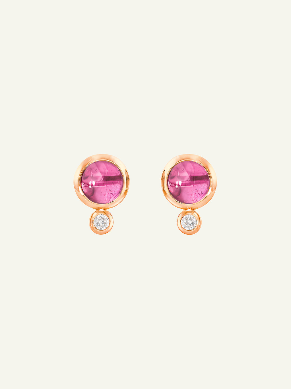 BOUTON Earrings with Rose Tourmaline and White Diamonds