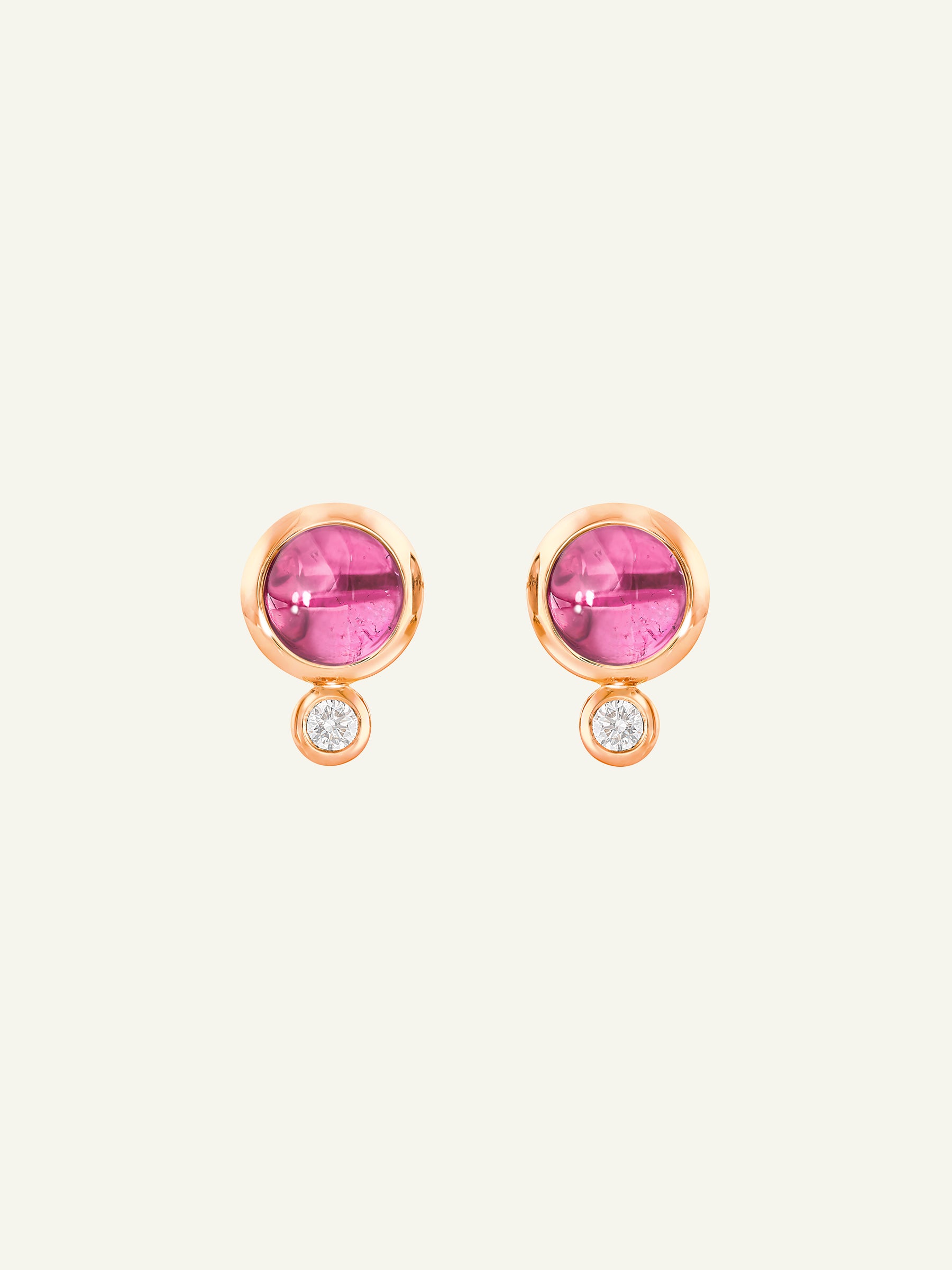 BOUTON Earrings with Rose Tourmaline and White Diamonds