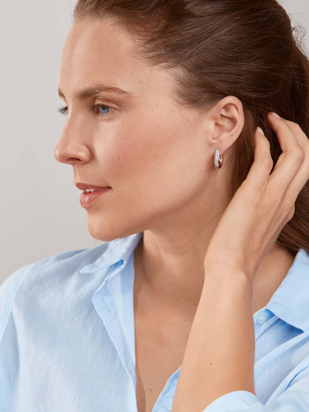 SIGNATURE Earrings Hoop medium Diamond Pavé 18K rose gold