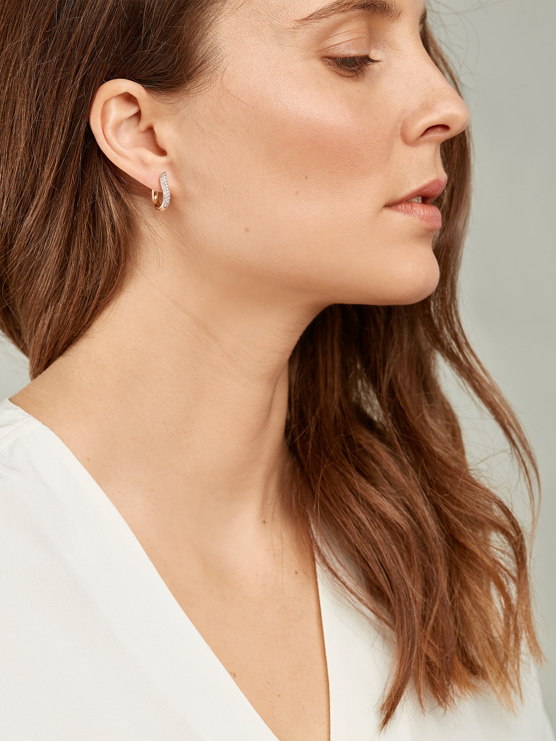 SIGNATURE Earrings Hoop small Diamond Pavé 18K Roségold