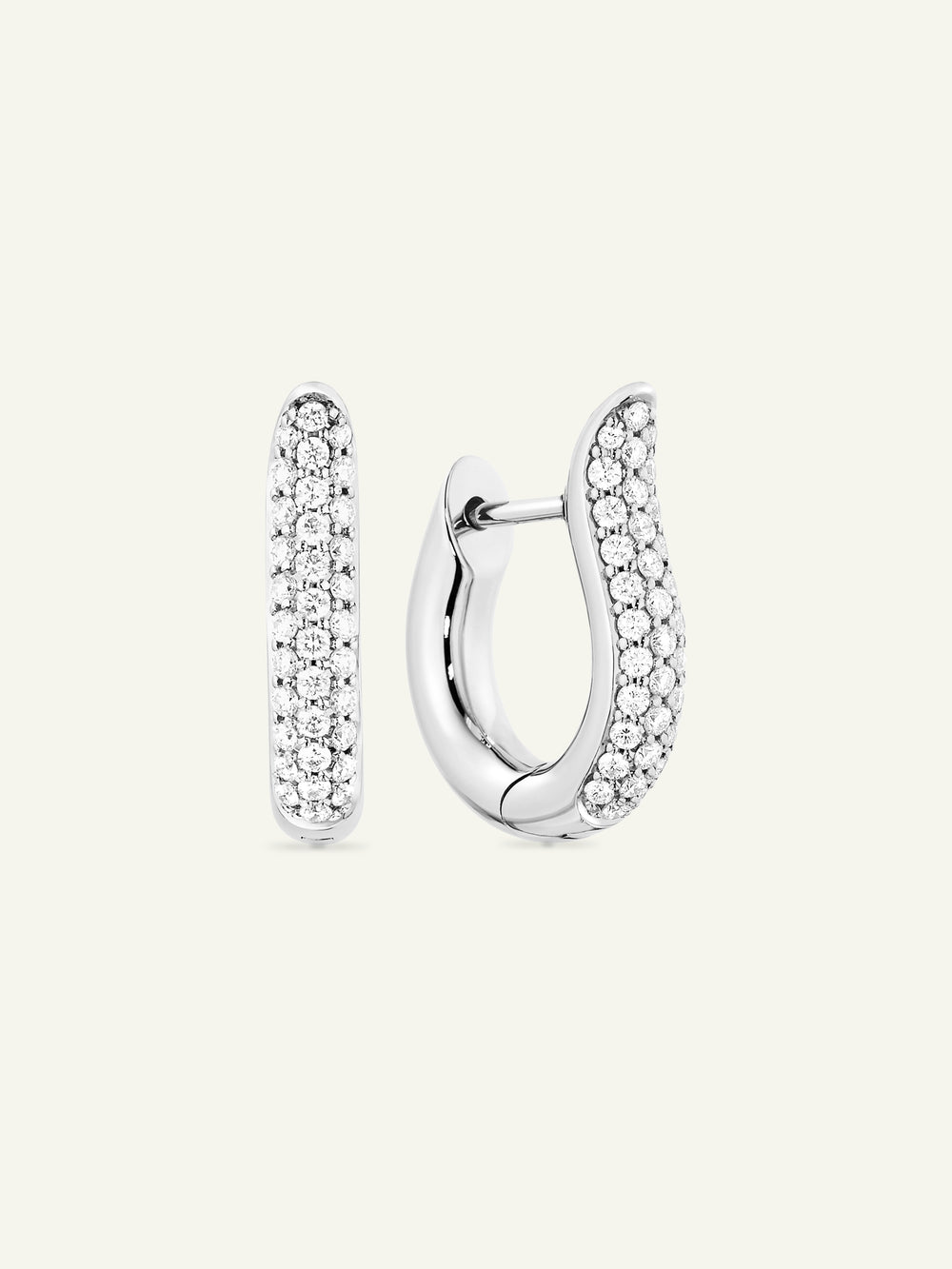 SIGNATURE Earrings Hoop small Diamond Pavé 18K white Gold