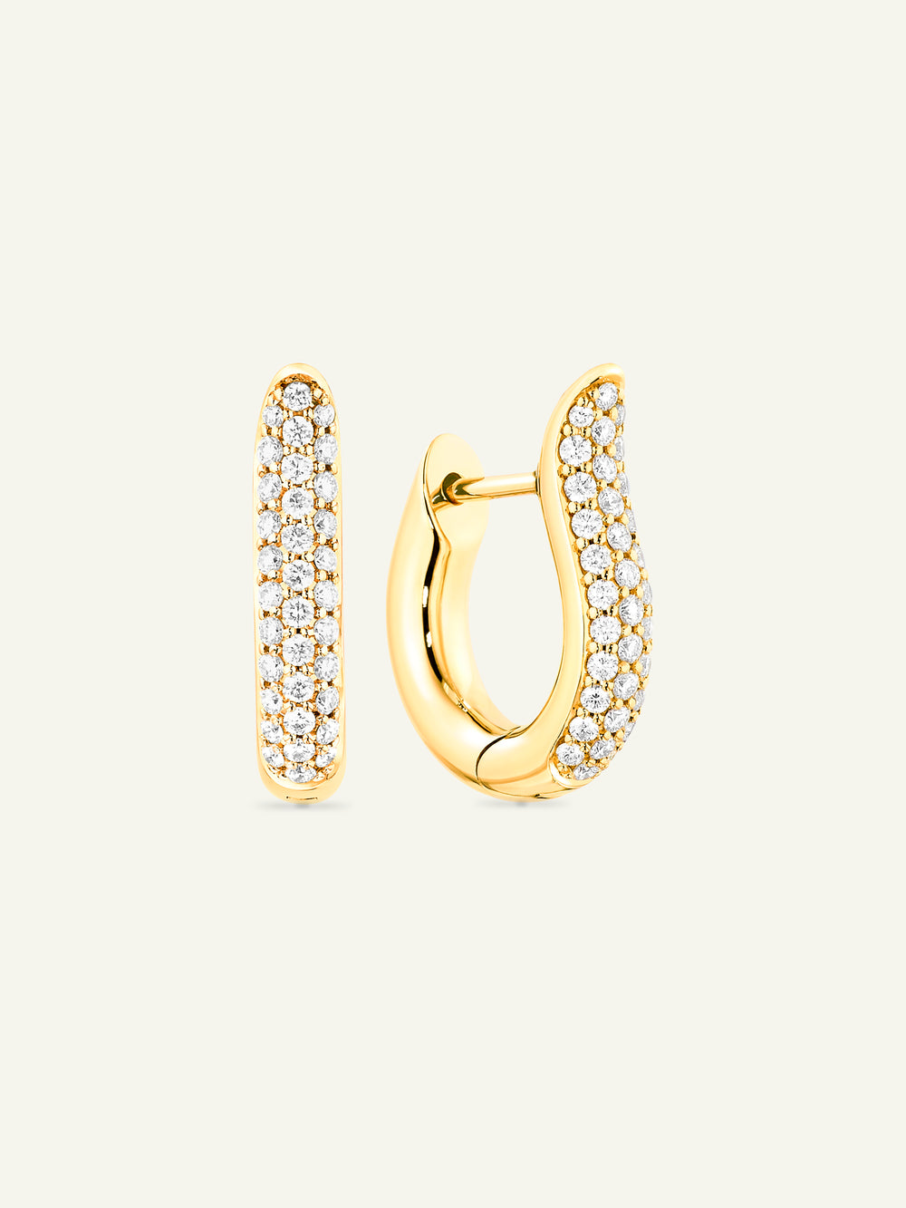 SIGNATURE Earrings Hoop small Diamond Pavé 18K Gelbgold