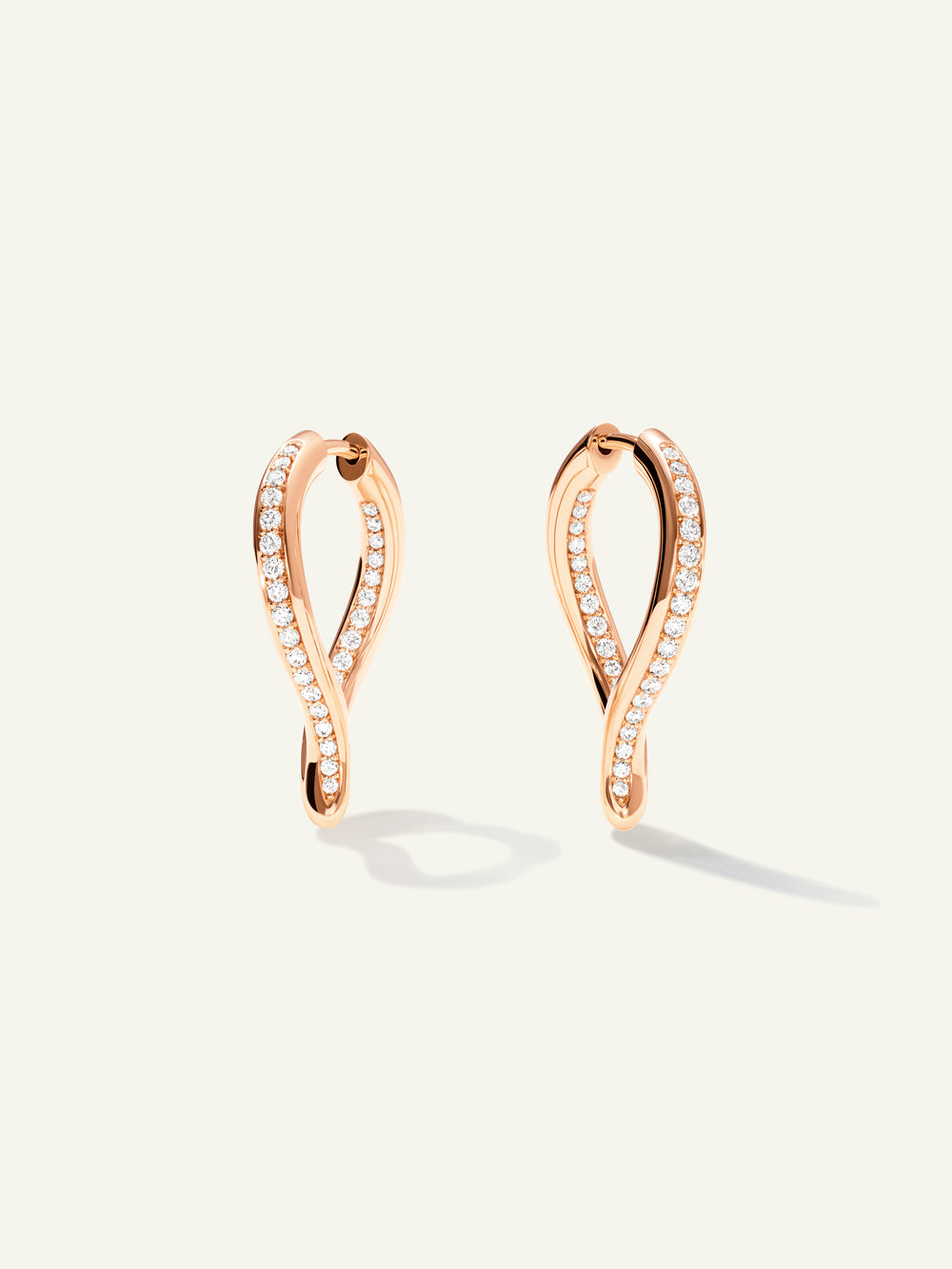E-Sig-Ho-TDr-p-rg | Earrings SIGNATURE Hoop Twisted Drop with Diamond Pavé
