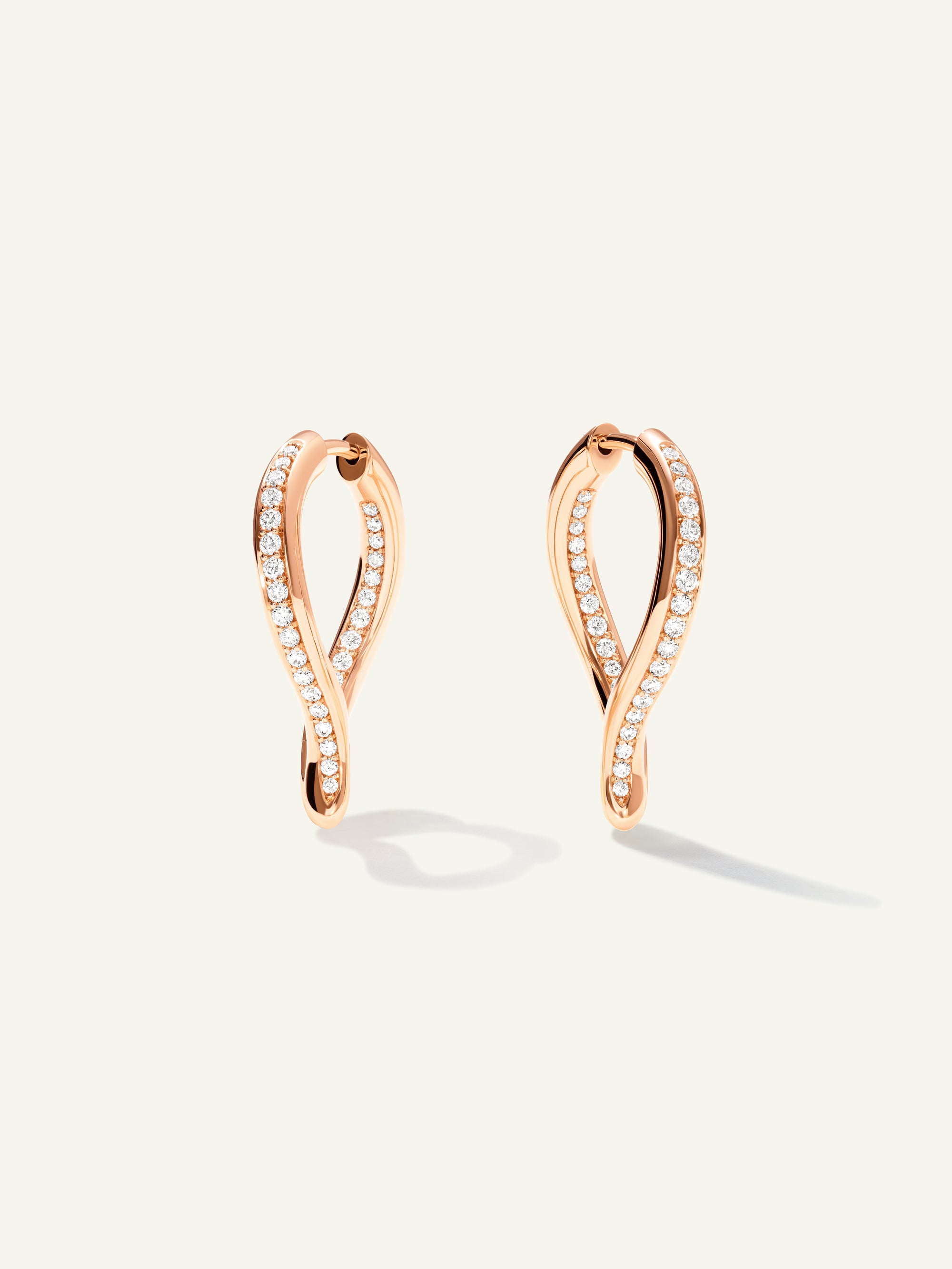 E-Sig-Ho-TDr-p-rg | Earrings SIGNATURE Hoop Twisted Drop with Diamond Pavé