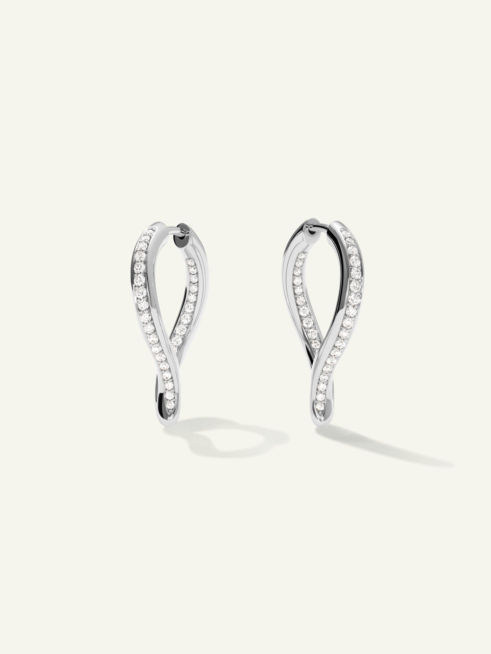 Earrings SIGNATURE Hoop Twisted Drop with Diamond Pavé 