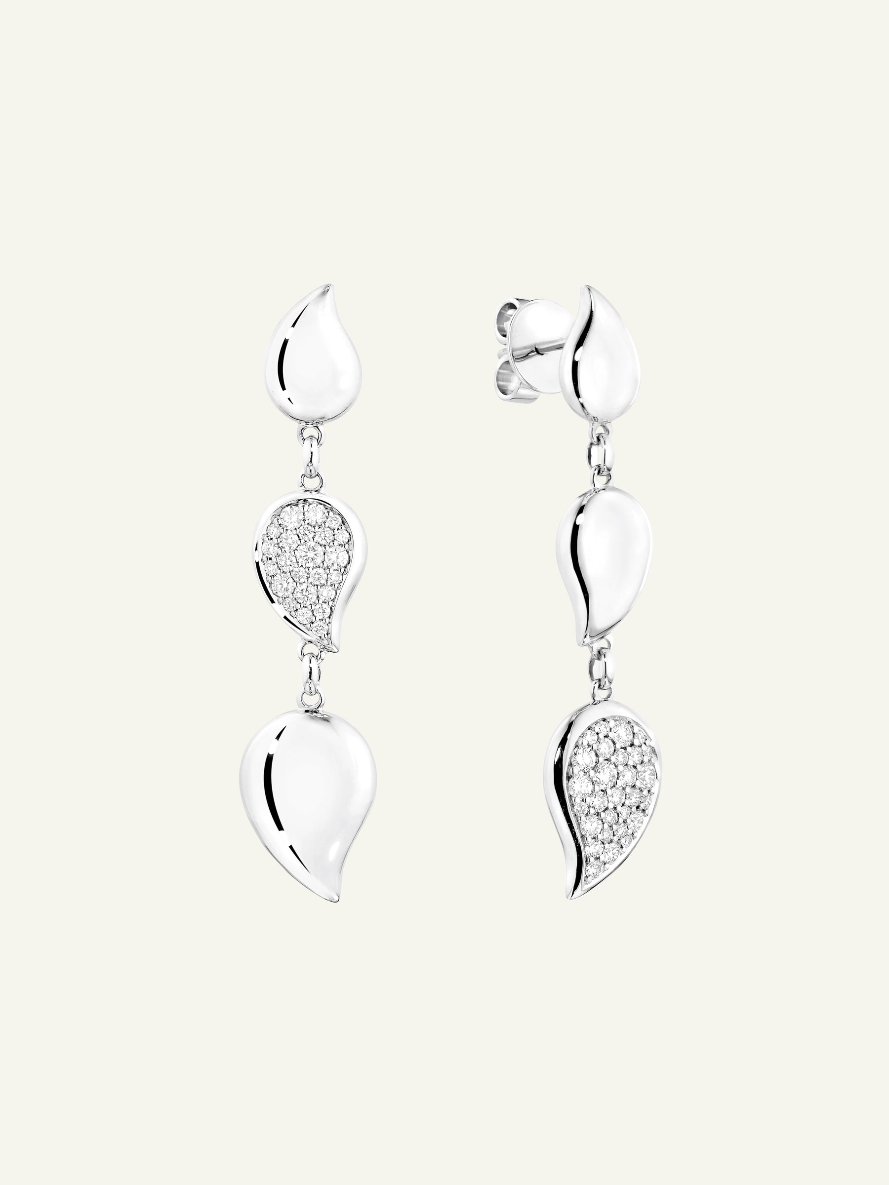 Earrings SIGNATURE Wave - 3 drop elements - Diamond Pavé