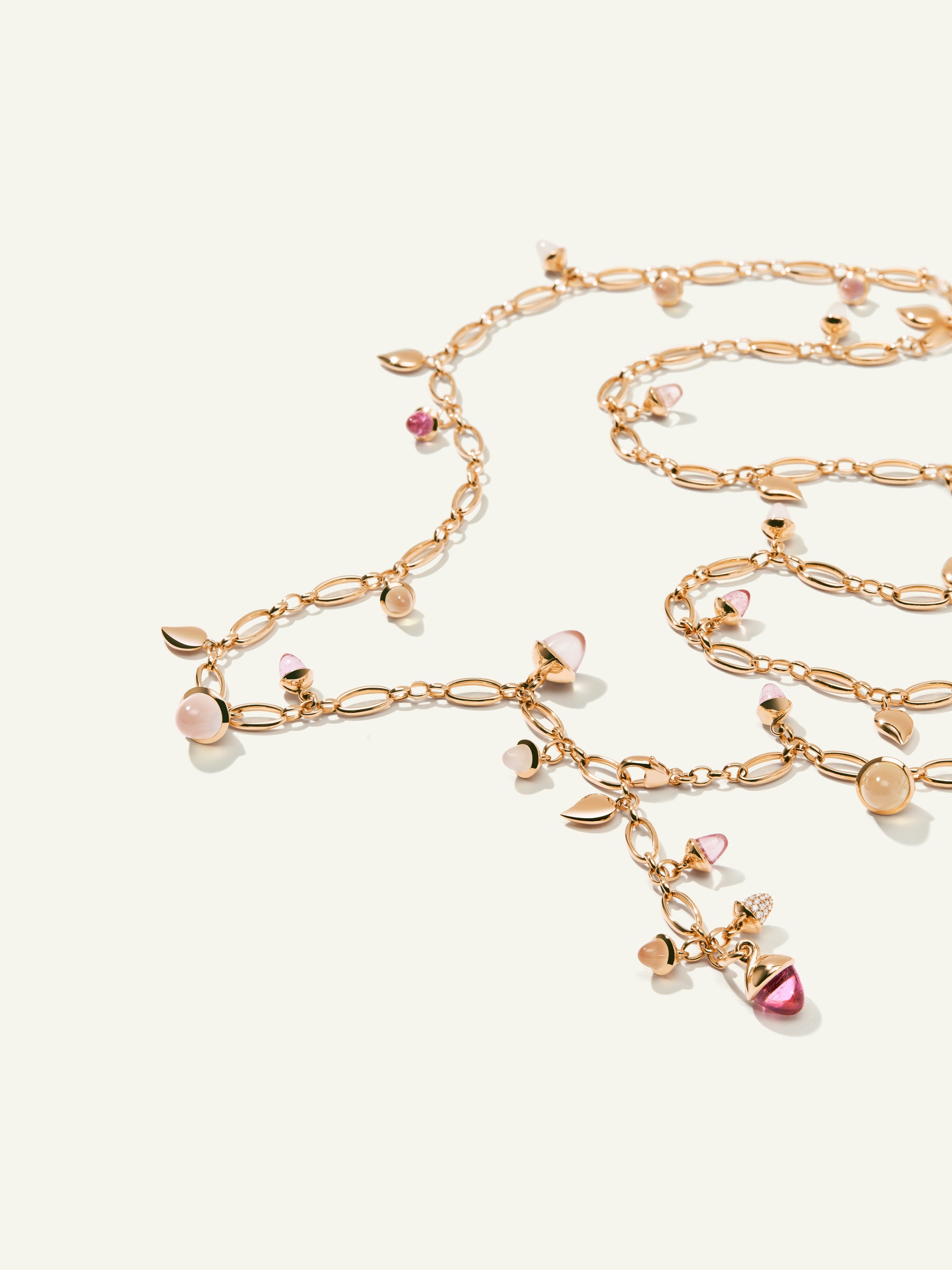 MIKADO Necklace, 100 cm in 'Blush' with Diamond Pavé
