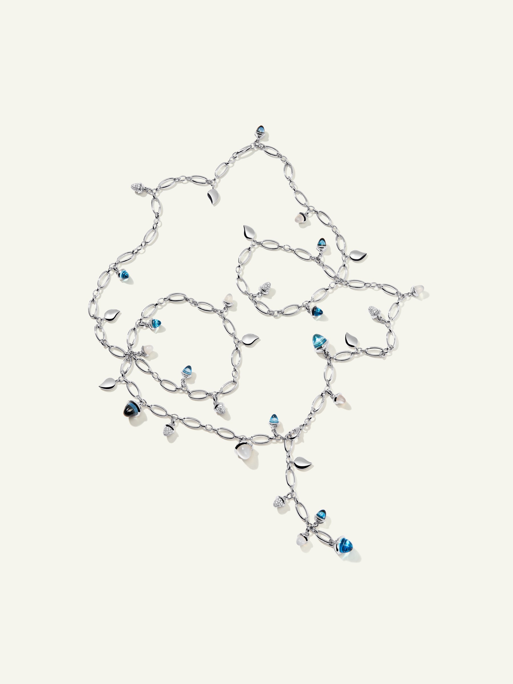 Necklace MIKADO 'Ocean' with Diamond Pavé - 100 cm Ocean