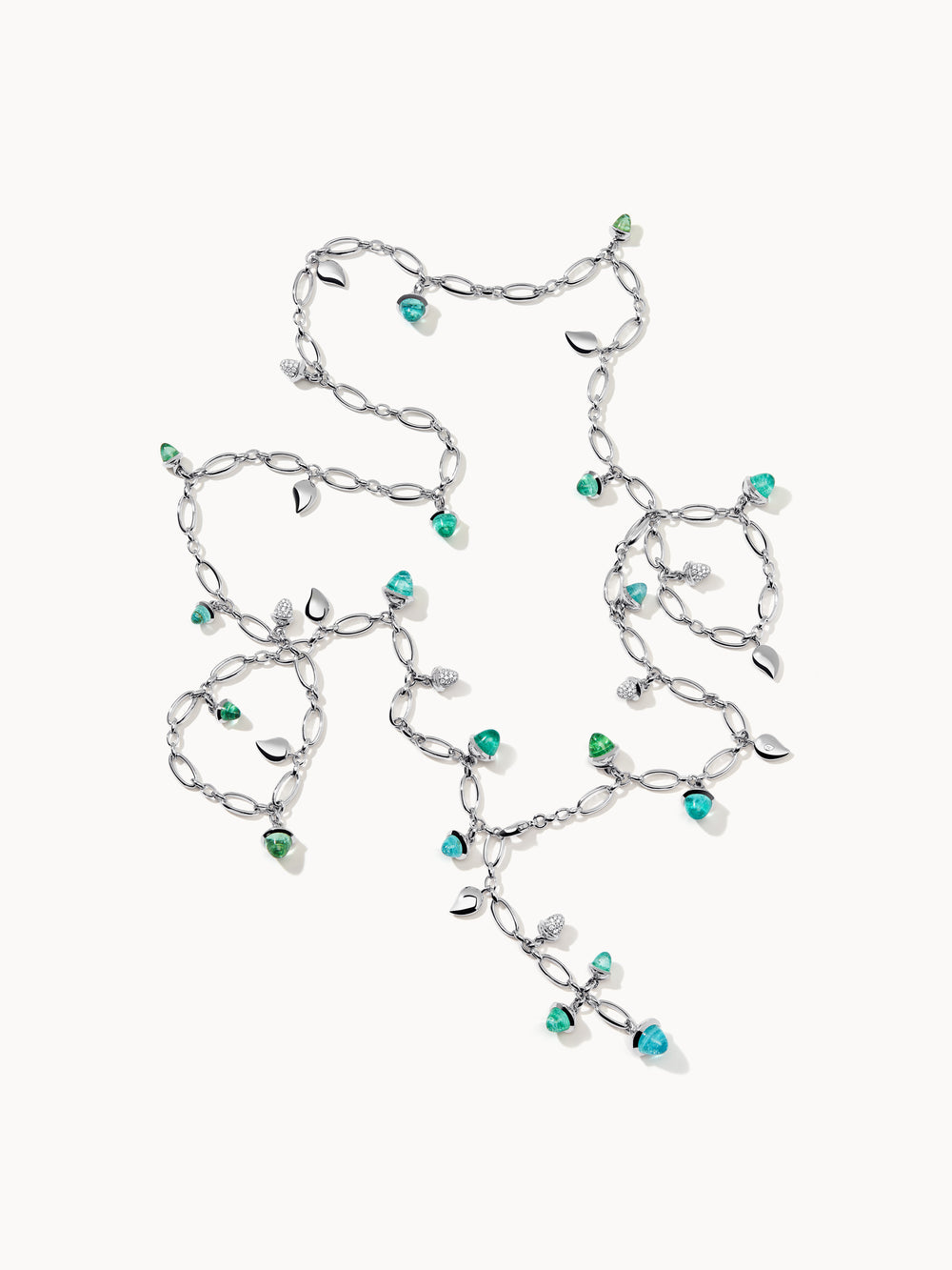 MIKADO Necklace, 100 cm with Paraiba Tourmalines and Diamond Pavé