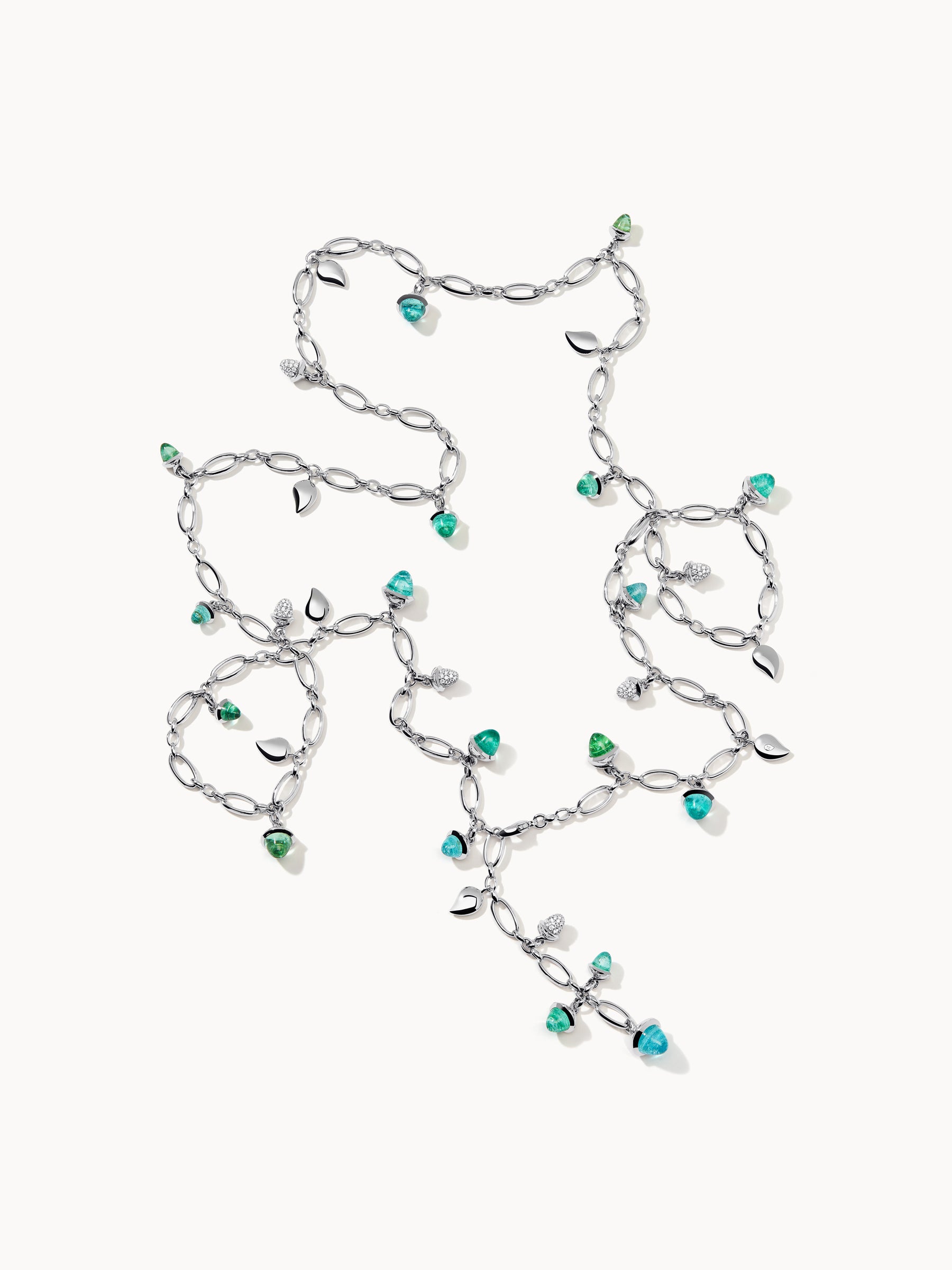 MIKADO Necklace, 100 cm with Paraiba Tourmalines and Diamond Pavé