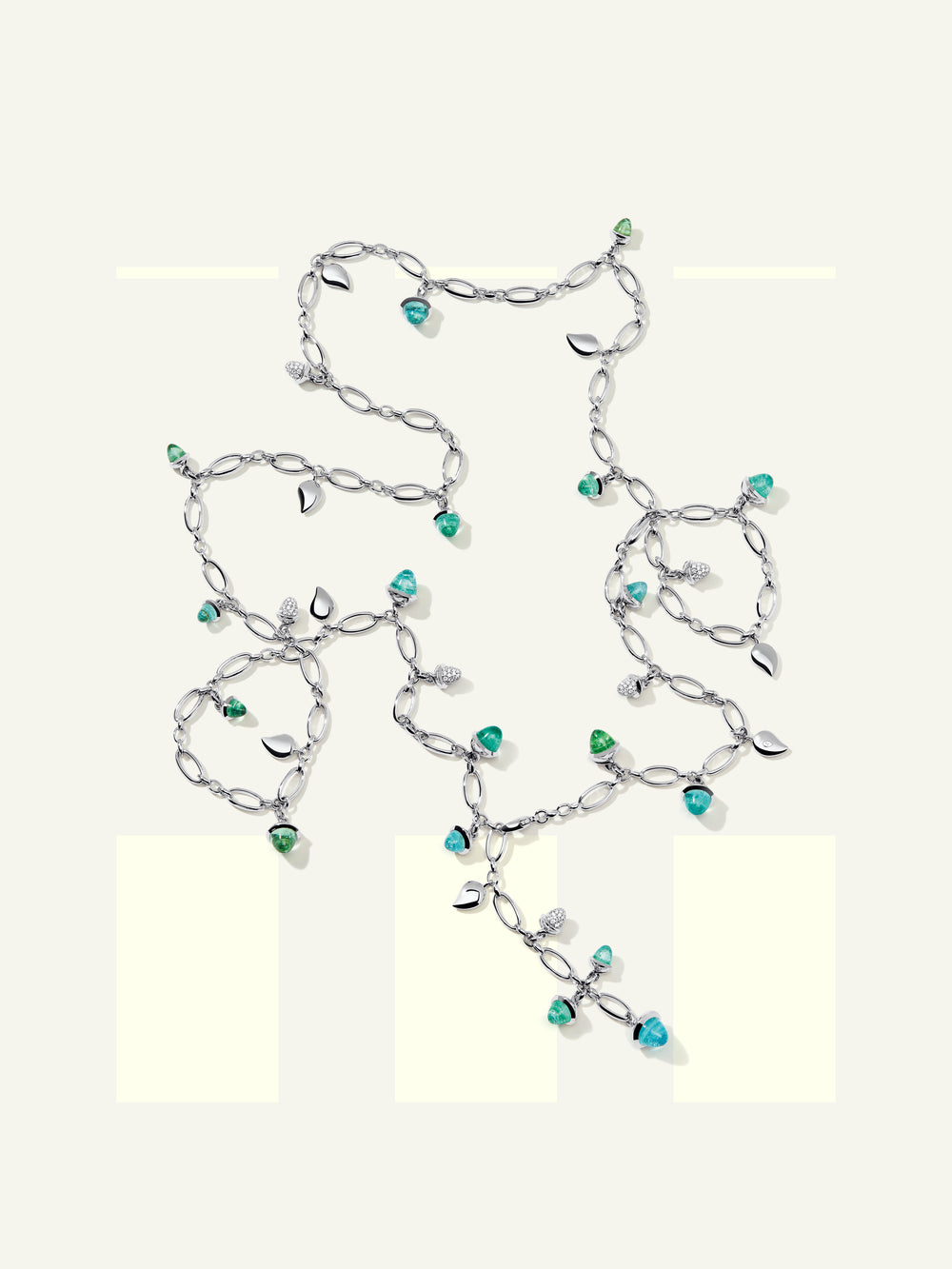MIKADO Necklace, 100 cm with Paraiba Tourmalines and Diamond Pavé