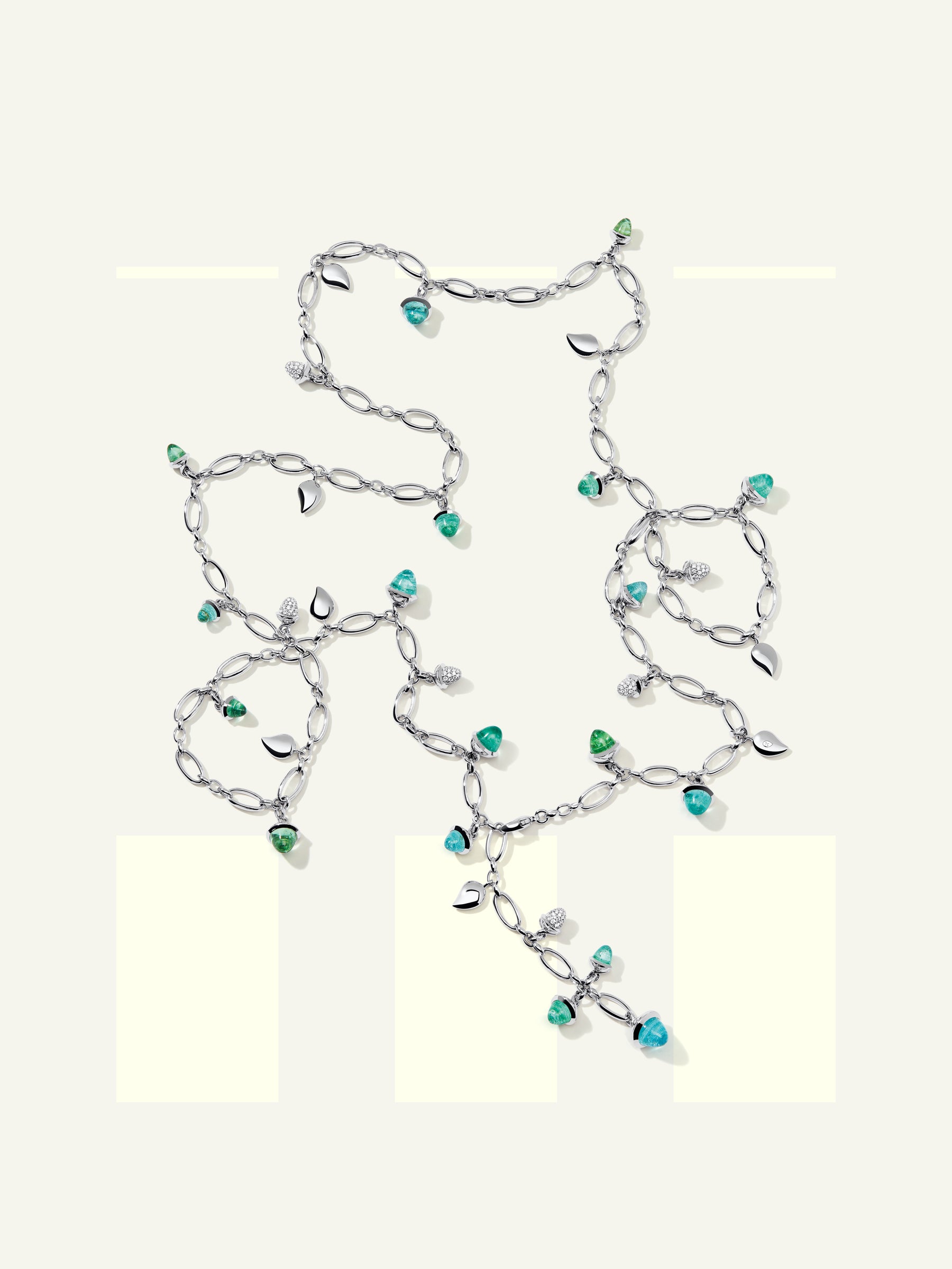 MIKADO Necklace, 100 cm with Paraiba Tourmalines and Diamond Pavé