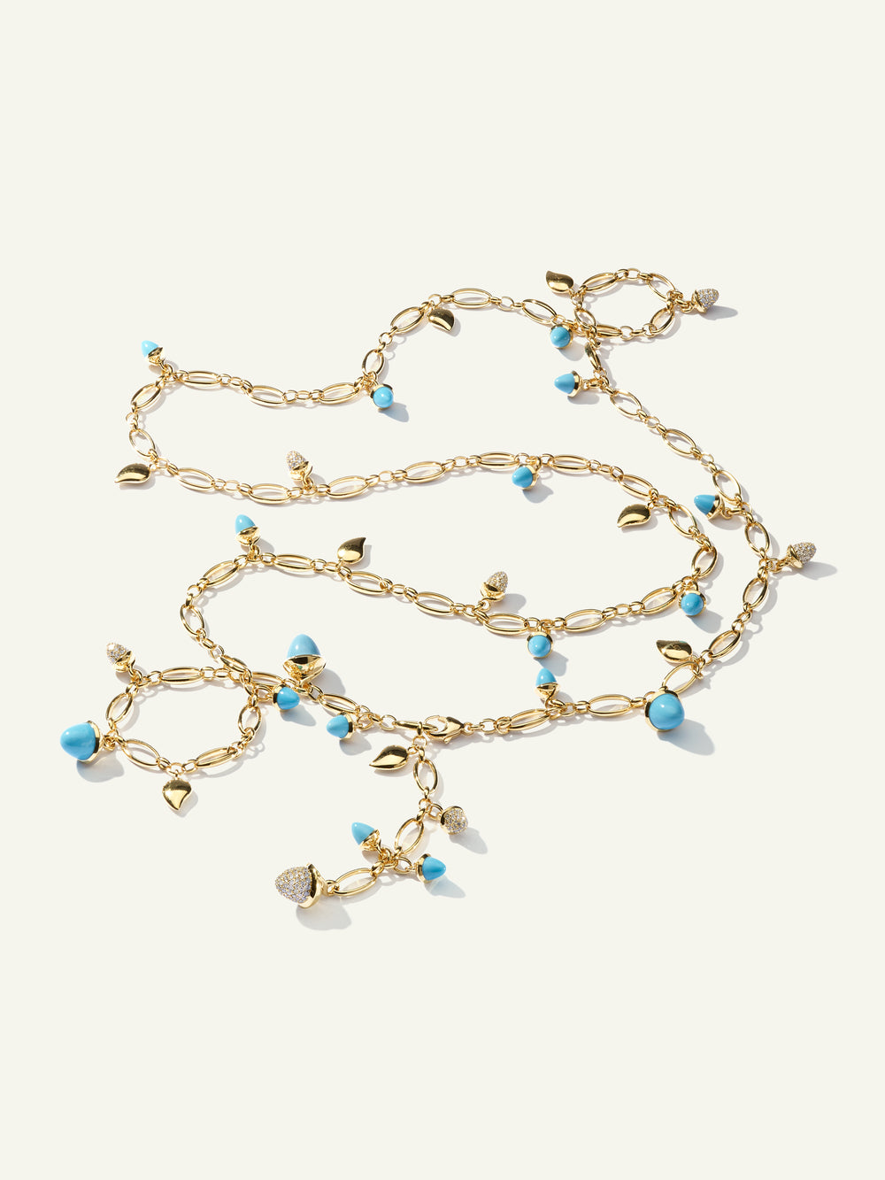 MIKADO Necklace, 100 cm in 'Turquoise' with Diamond Pavé