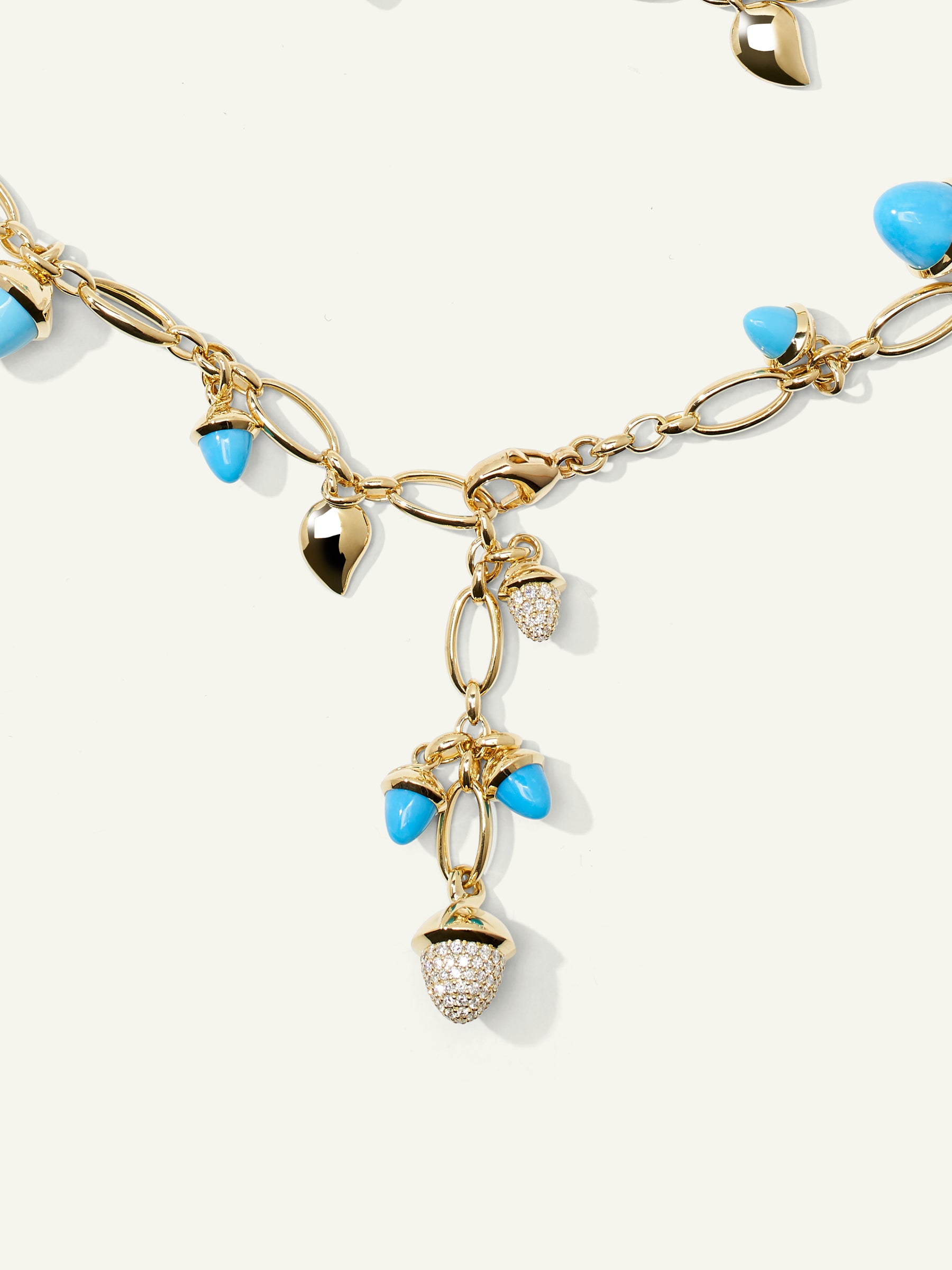 MIKADO Necklace, 100 cm in 'Turquoise' with Diamond Pavé