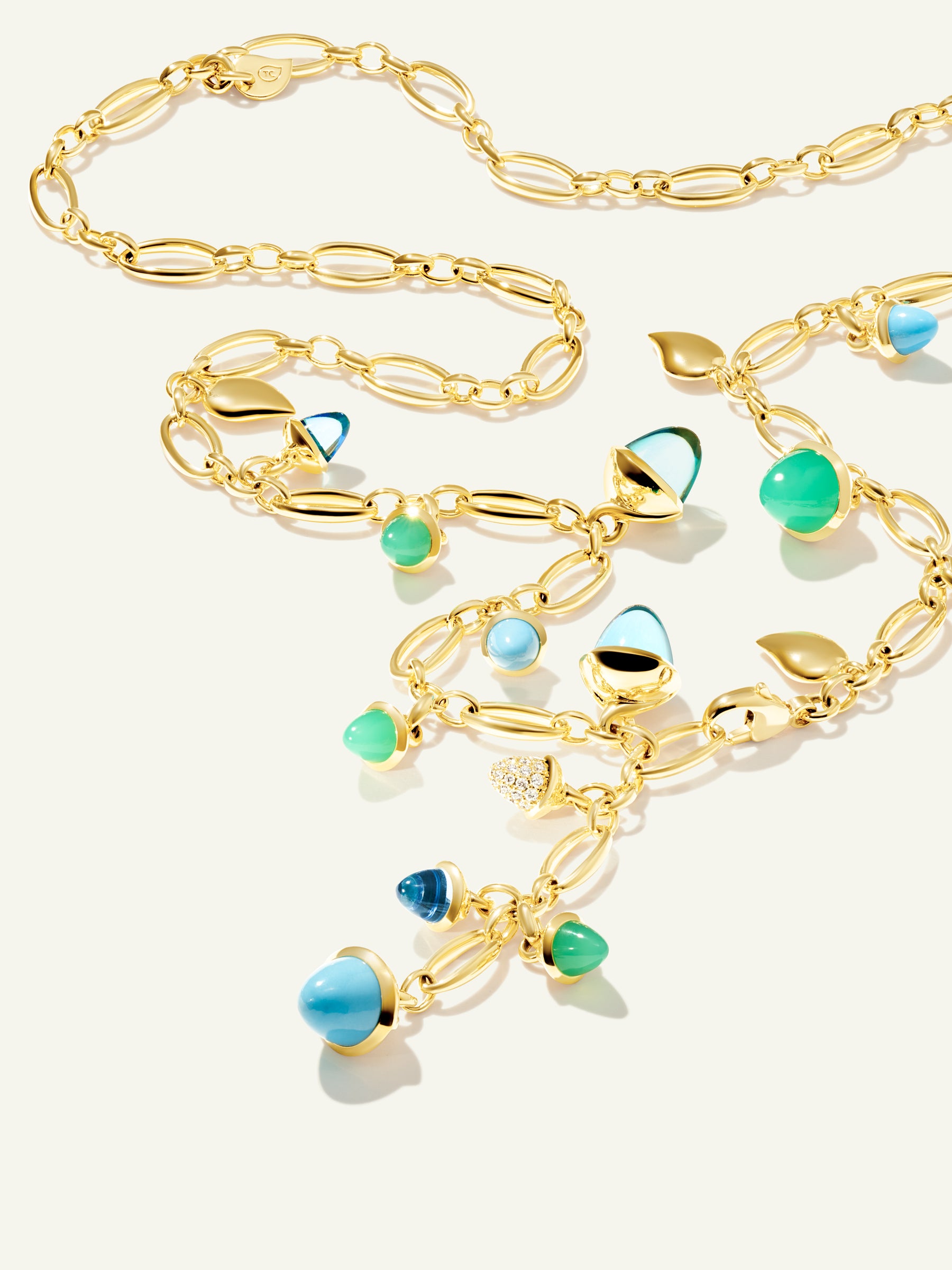 MIKADO Necklace, 56 cm in 'Lagoon' with Diamond Pavé