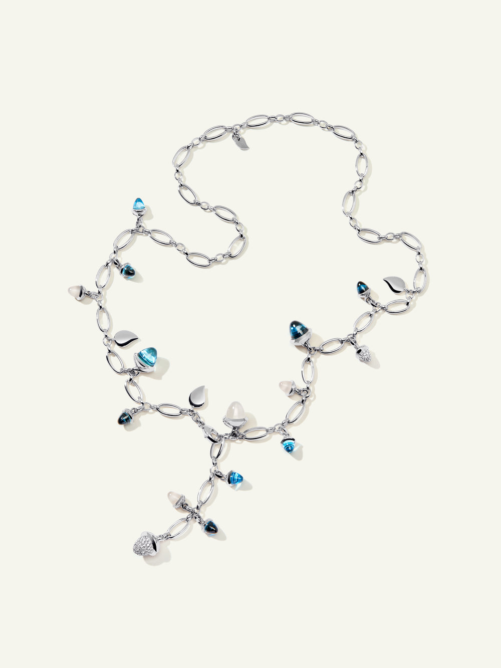 Necklace MIKADO 'Ocean' with Diamond Pavé - 56 cm