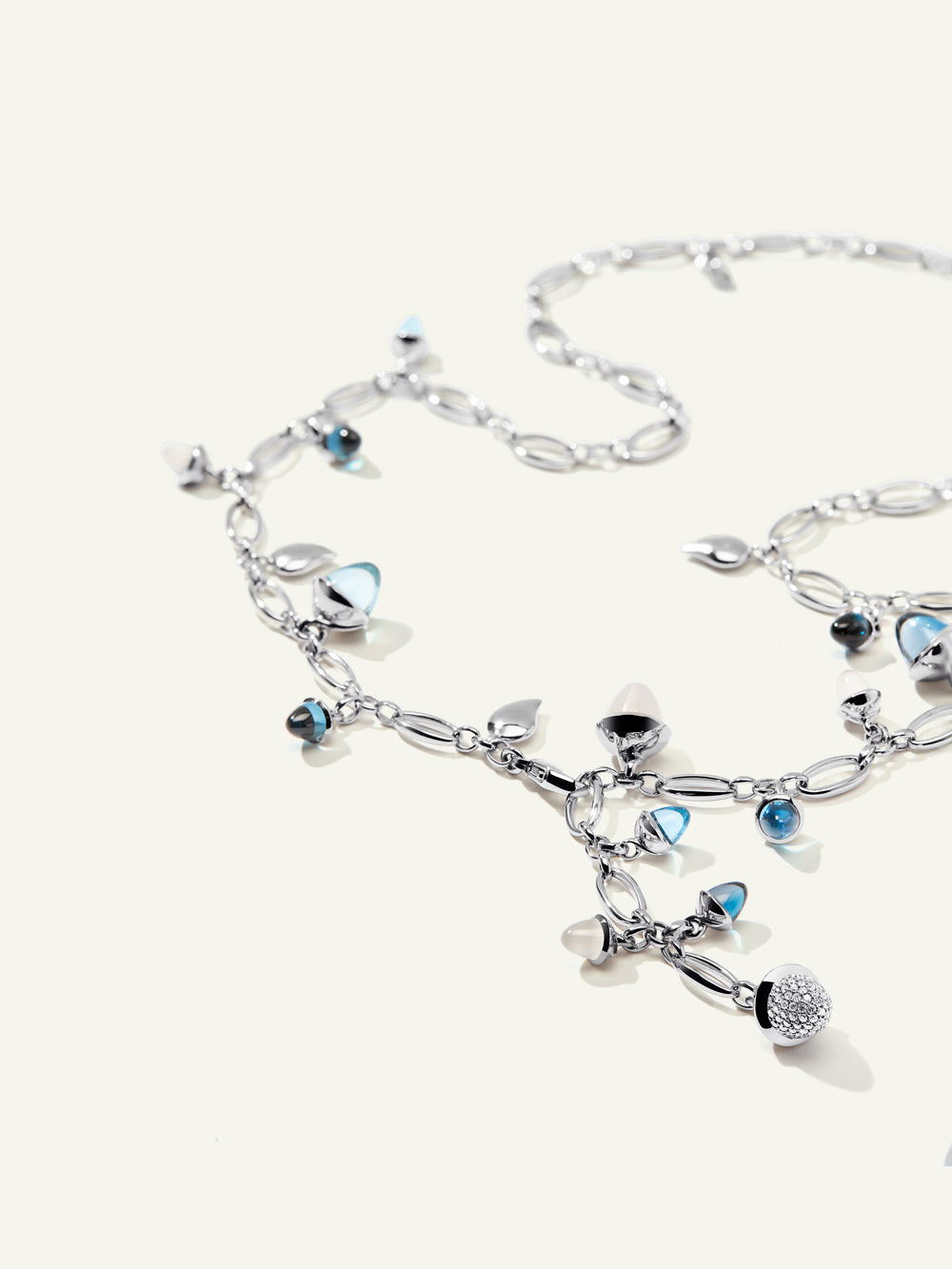 MIKADO Necklace, 56 cm in 'Ocean' with Diamond Pavé