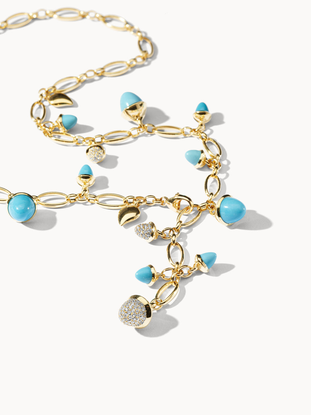 Necklace MIKADO 'Turquoise' with Diamond Pavé - 56 cm