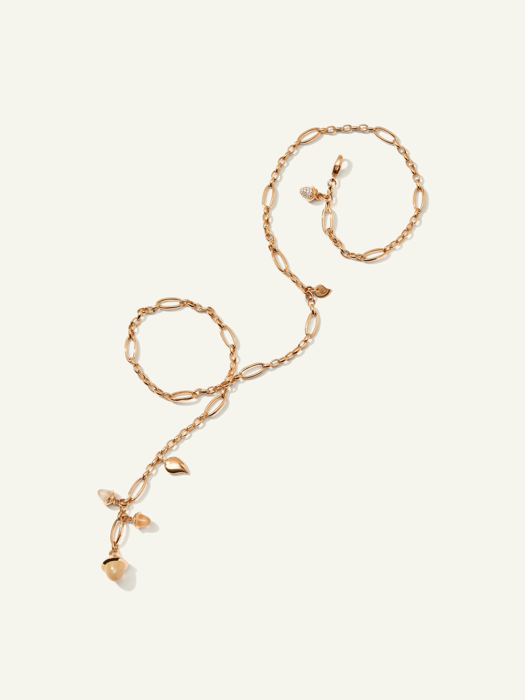 Necklace MIKADO Delicate 51 cm 'Camel' with Diamond Pavé mit Diamant Pavé