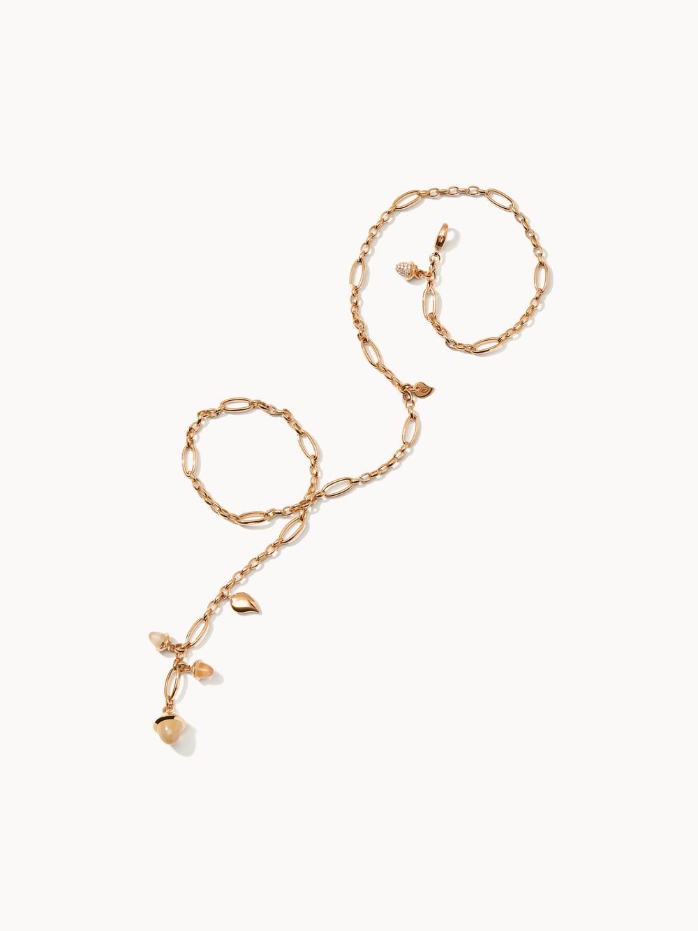 MIKADO Delicate Necklace, 51 cm in 'Camel' with Diamond Pavé