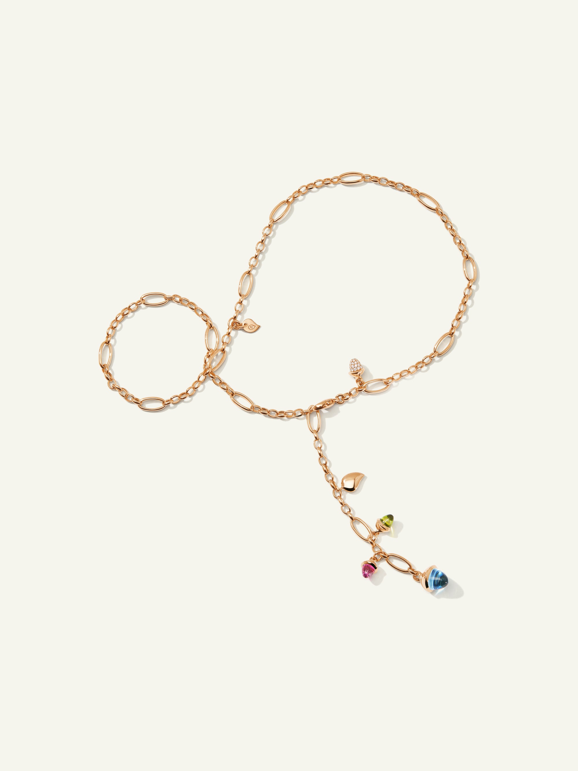 MIKADO Delicate Necklace, 51 cm in 'Candy' with Diamond Pavé